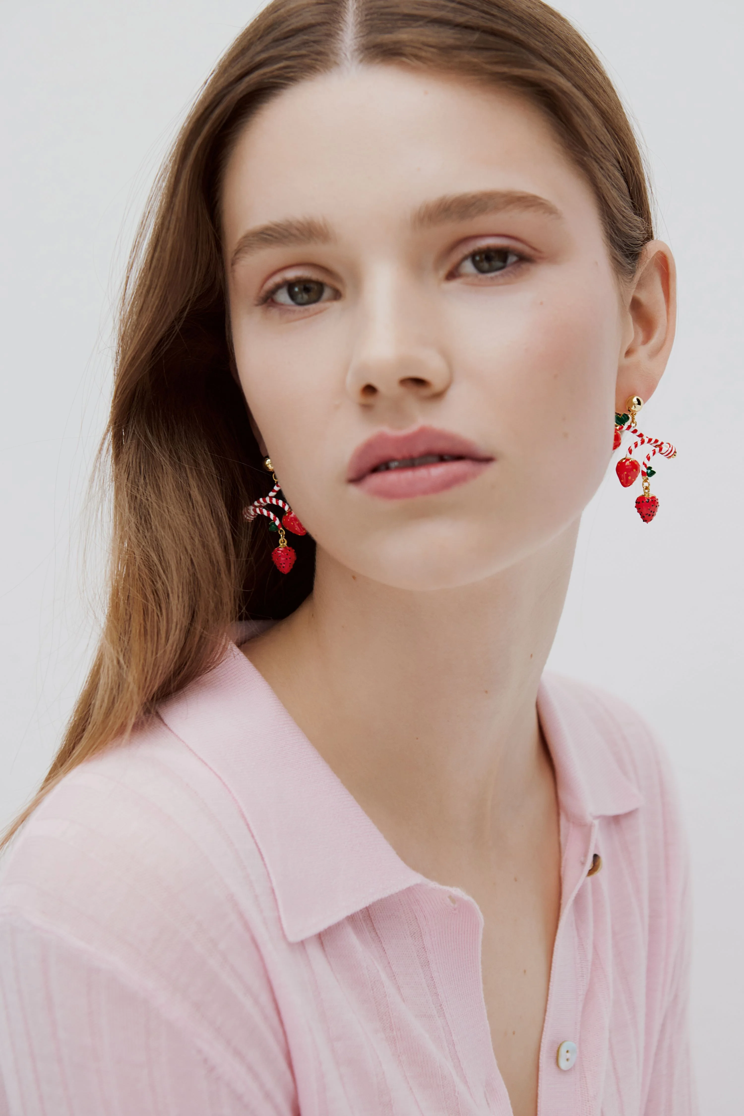 N2 Strawberry and Candy Cane Clip-On Earrings - Image 2