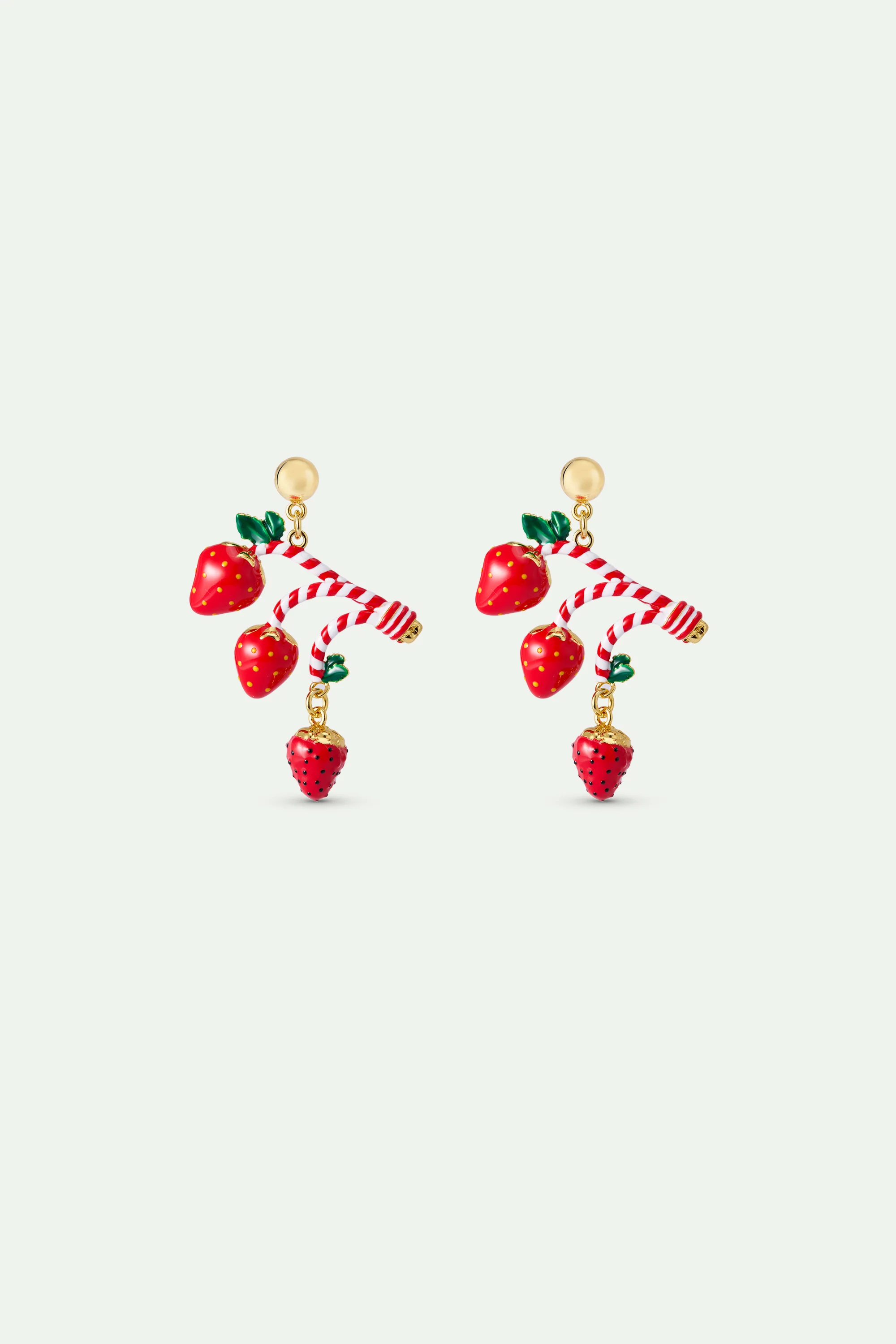 N2 Strawberry and Candy Cane Post Earrings - Image 2