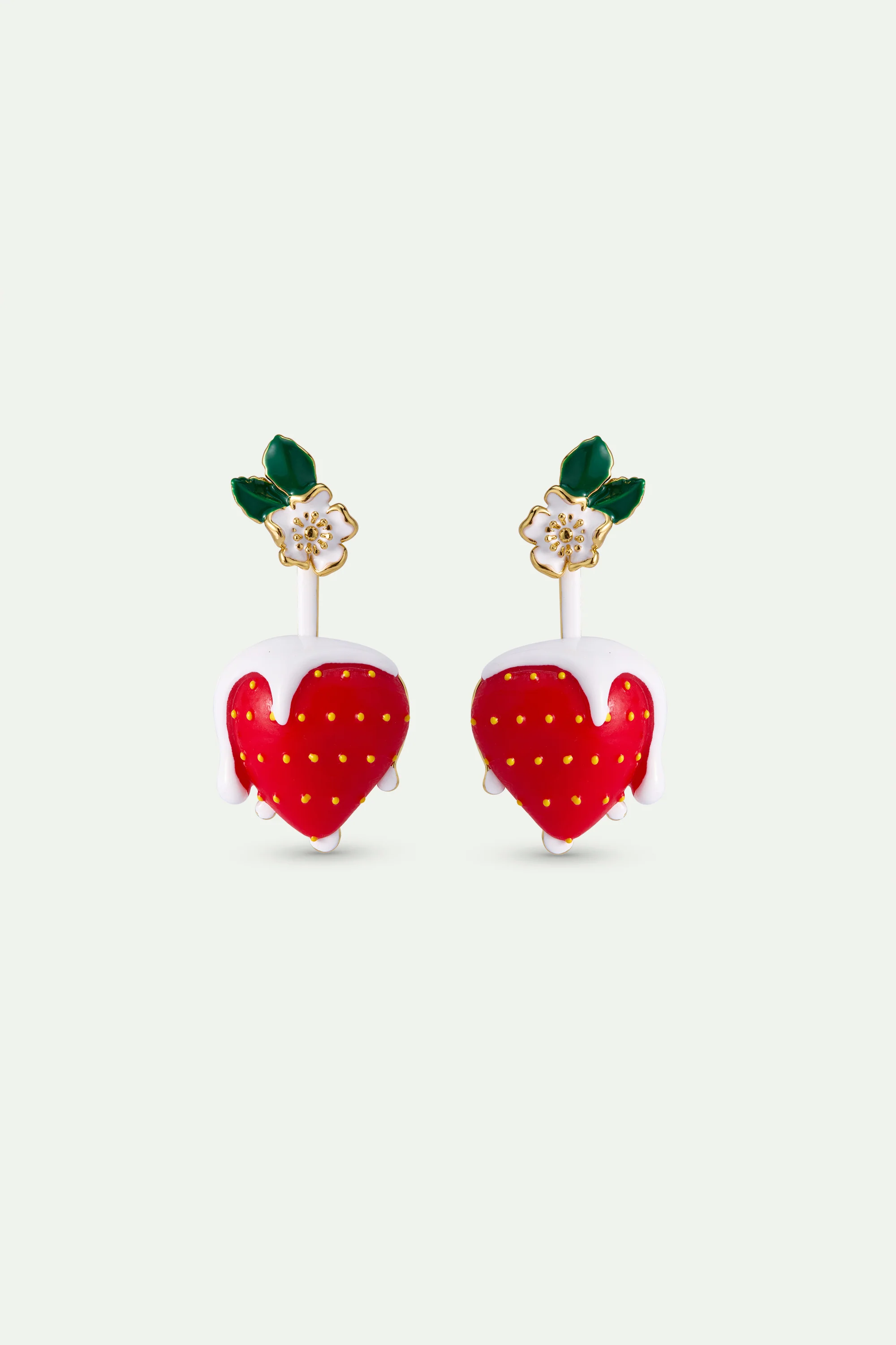 N2 Strawberry and Cream with White Flower Post Earrings