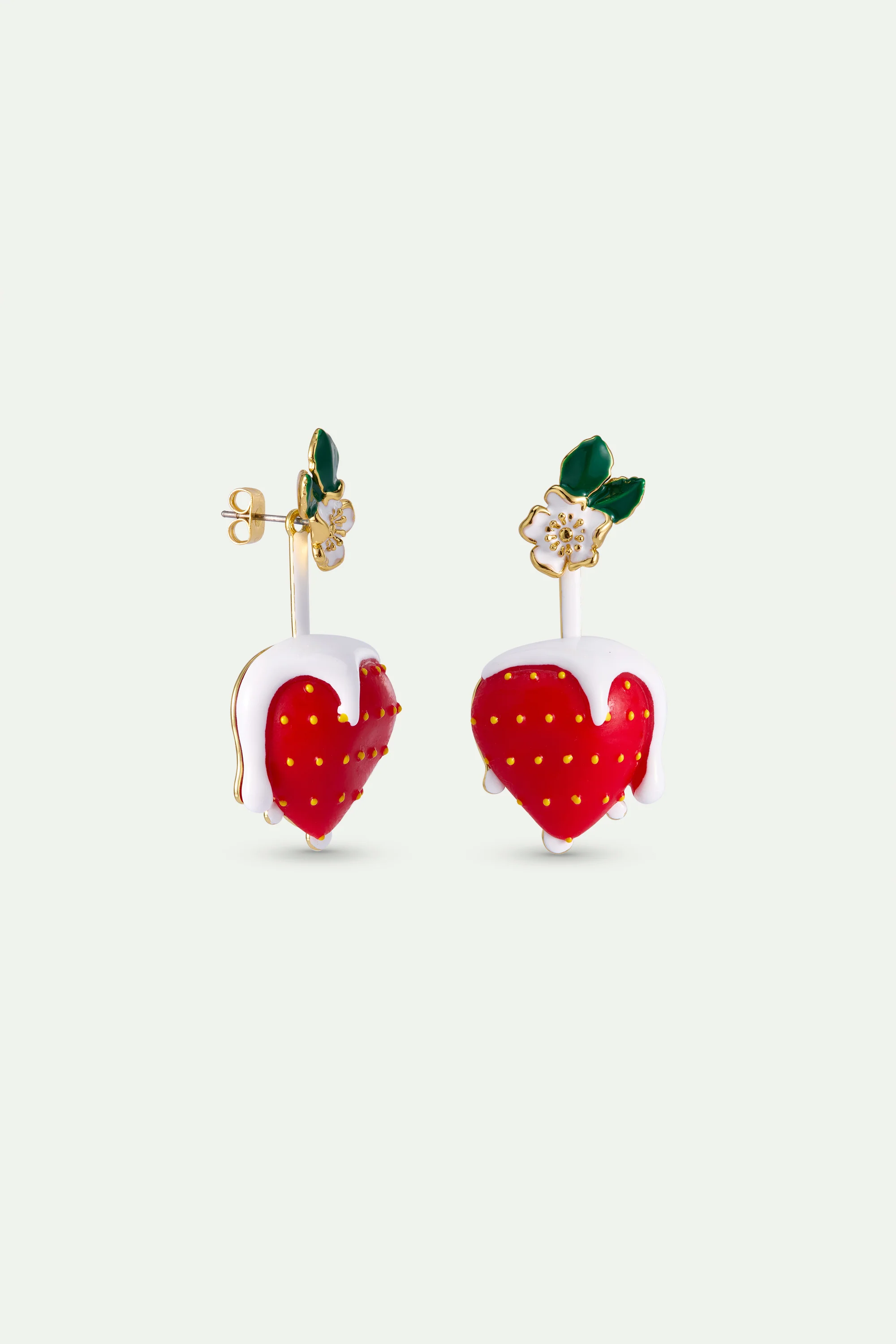 N2 Strawberry and Cream with White Flower Post Earrings - Image 2