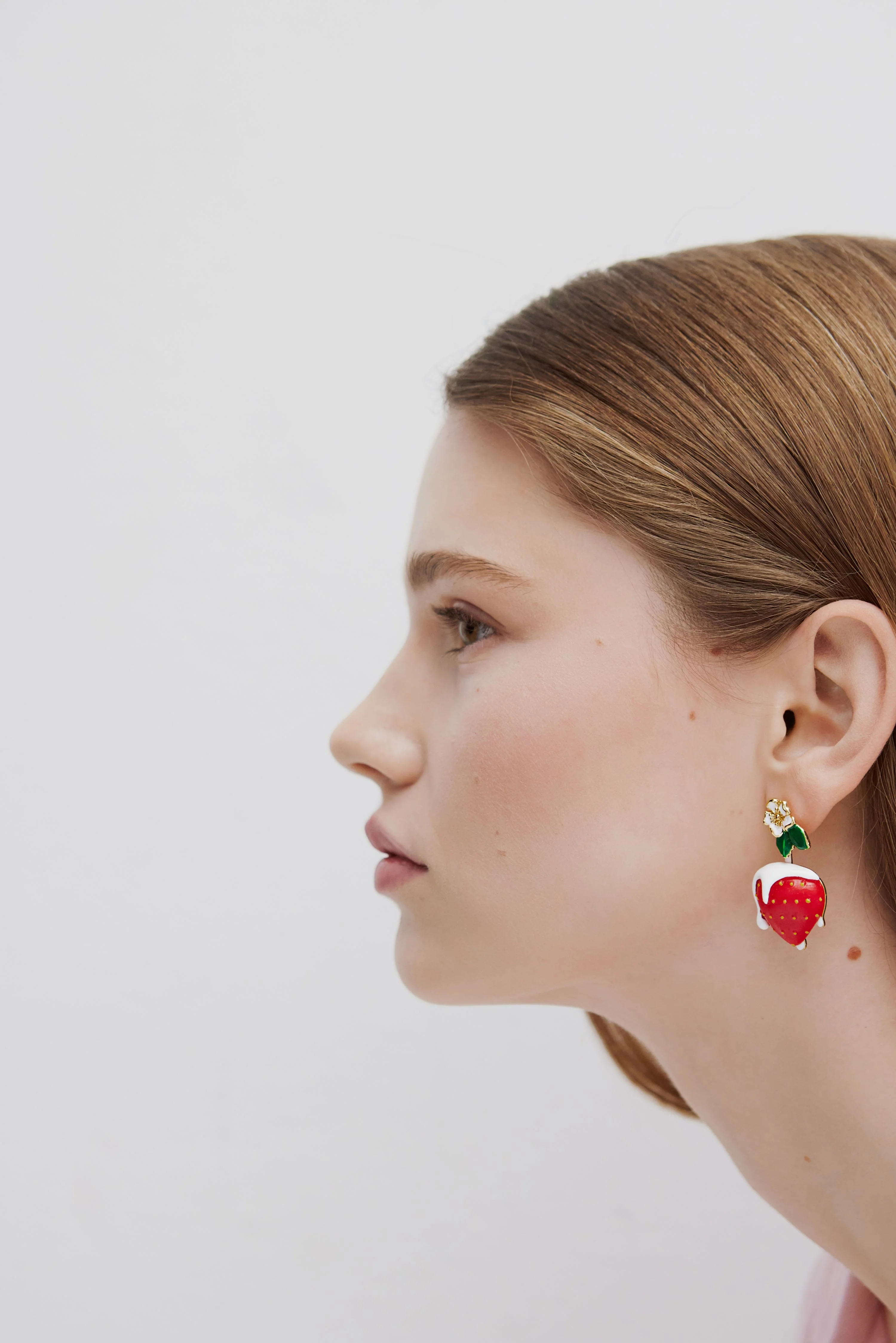 N2 Strawberry and Cream with White Flower Post Earrings - Image 4