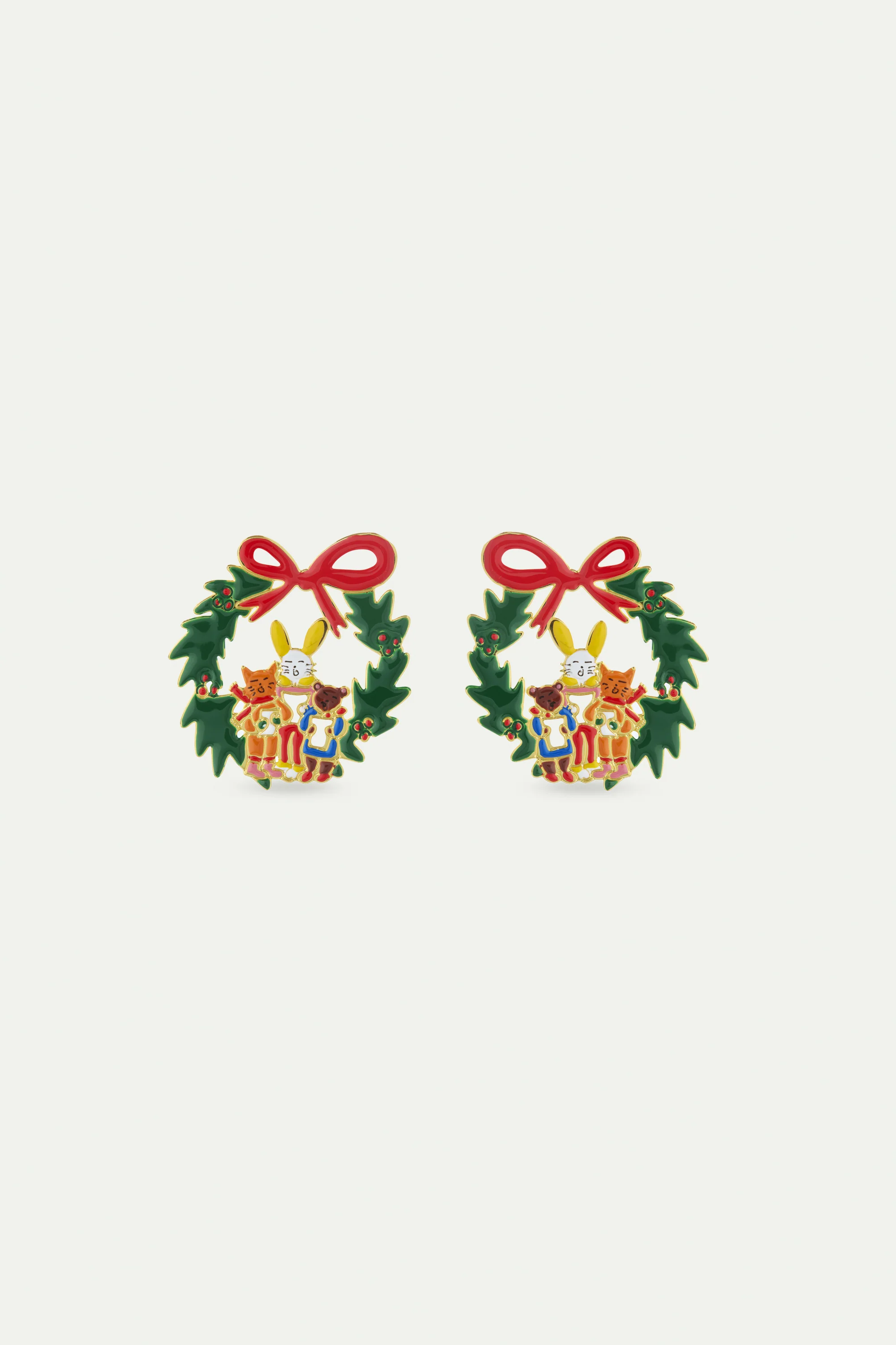 N2 Wreath and Christmas Carols Post Earrings