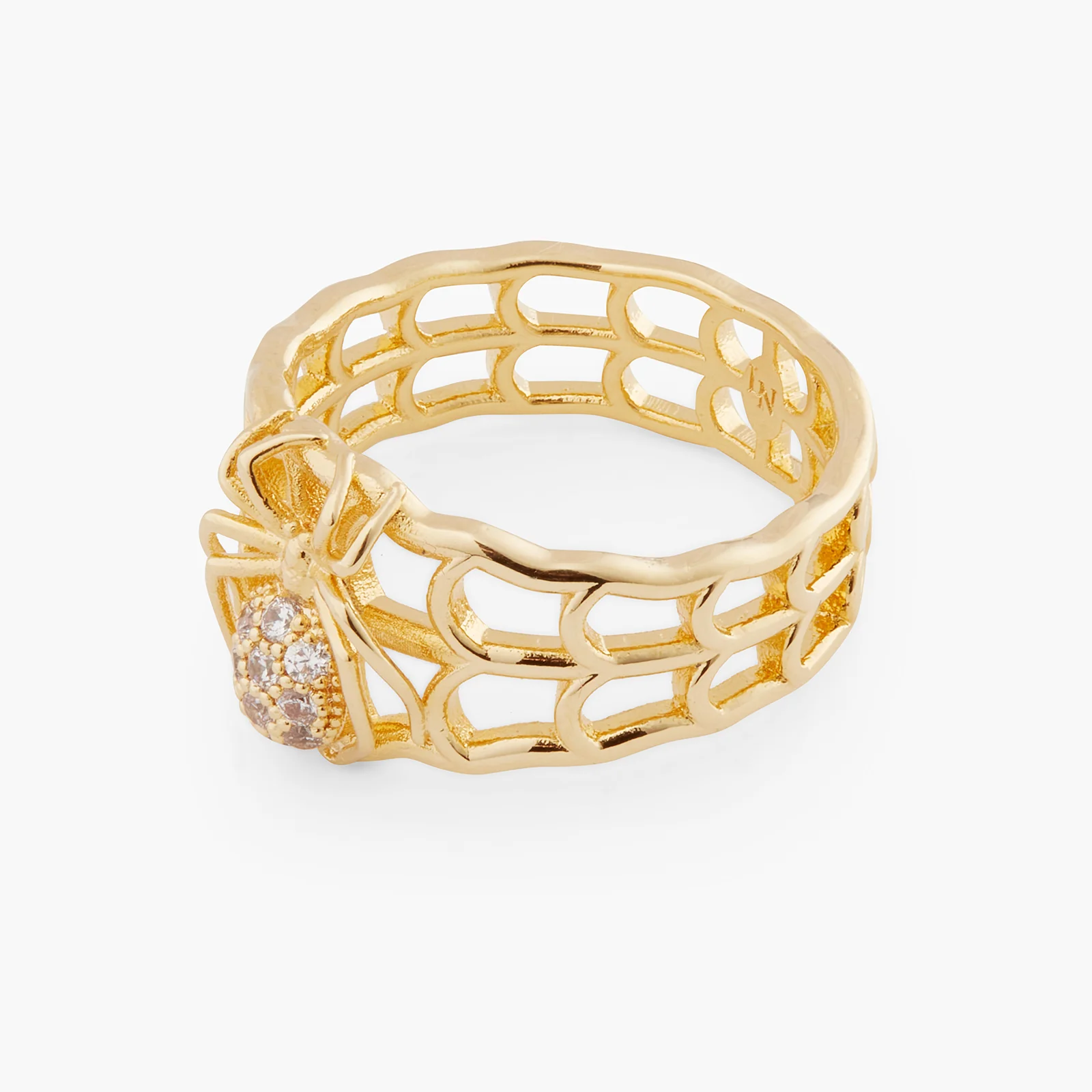 Openwork Enamel Spider and Crystal Ring - Image 3