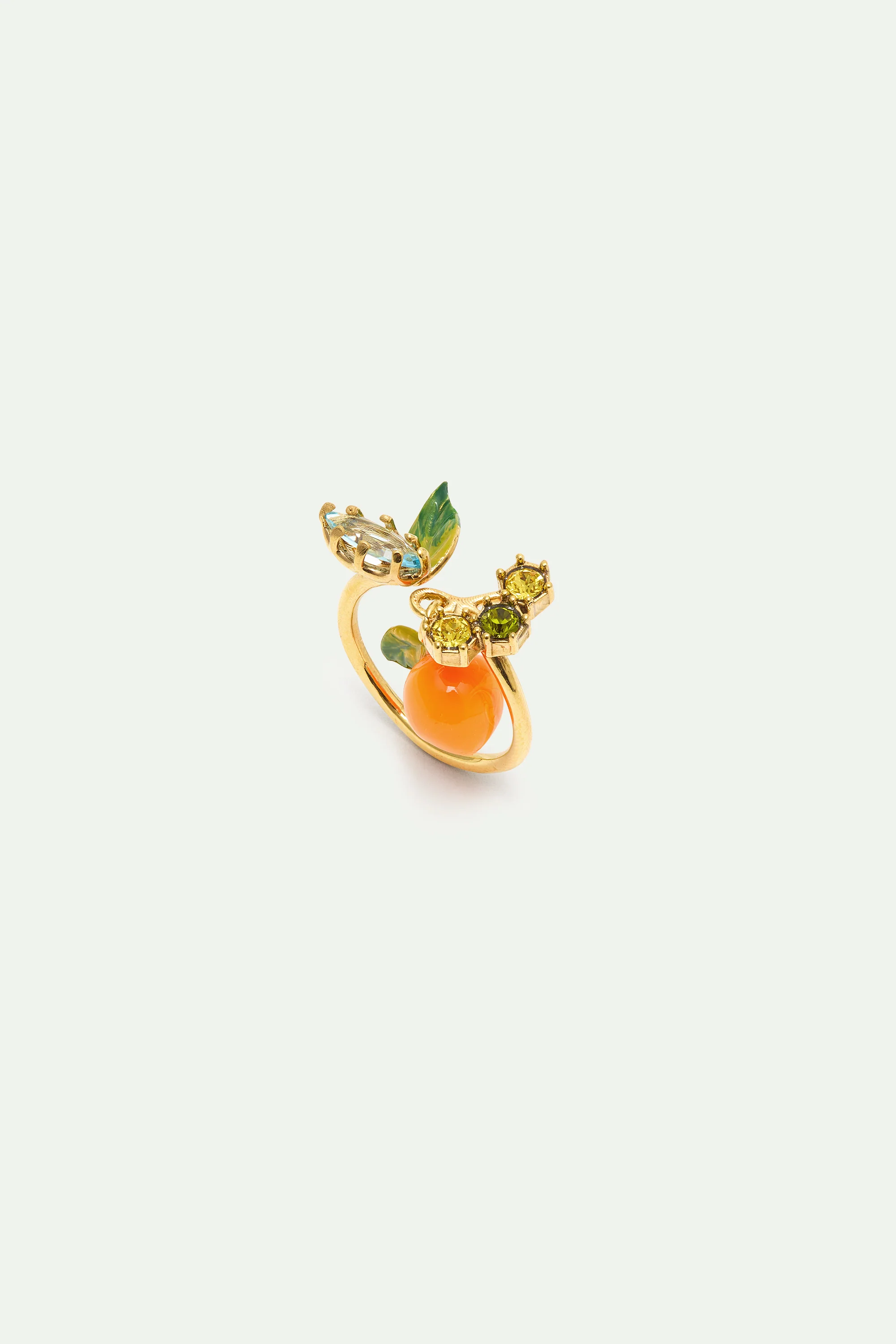 Orange Adjustable Ring with Blue and Green Stones
