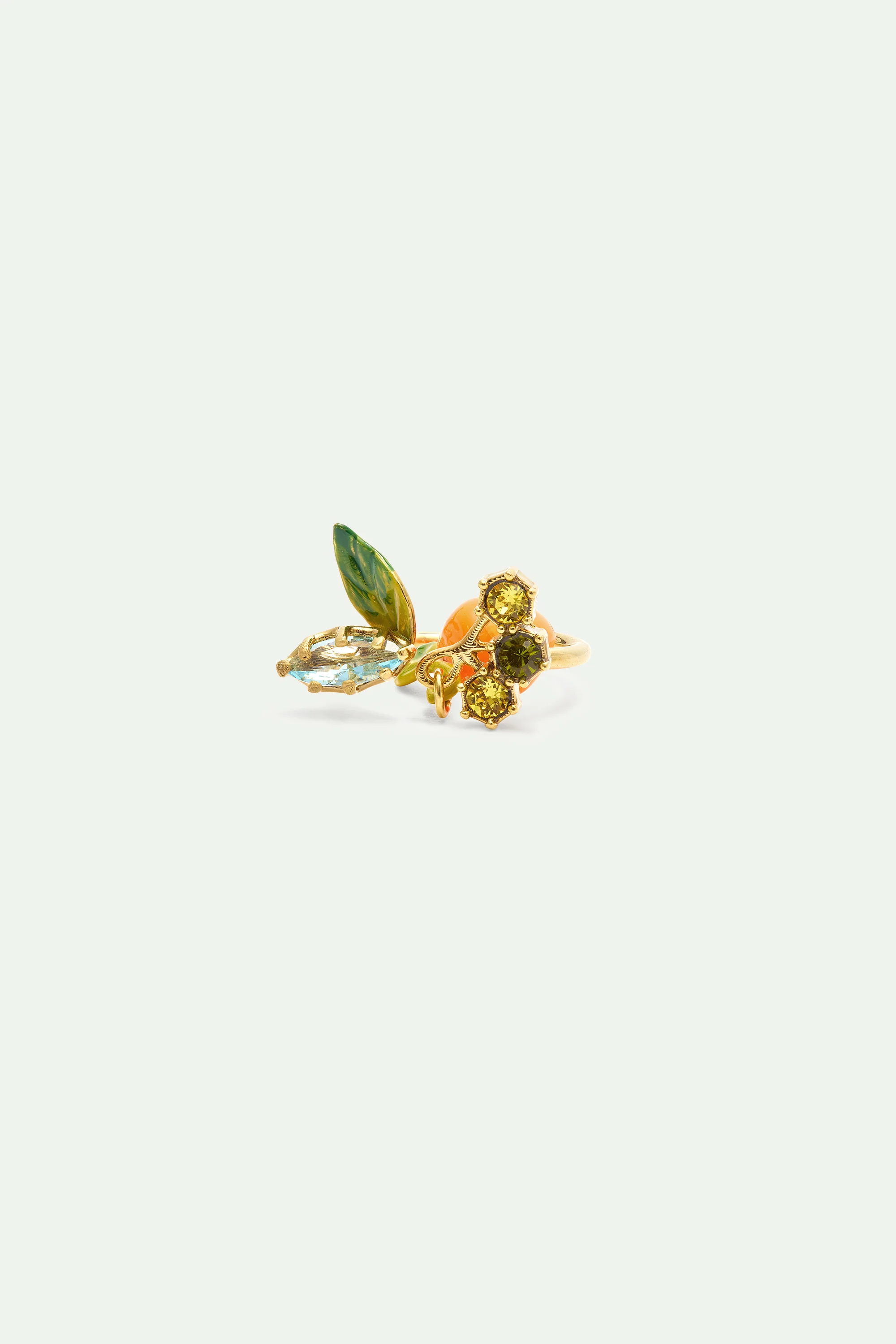 Orange Adjustable Ring with Blue and Green Stones - Image 2