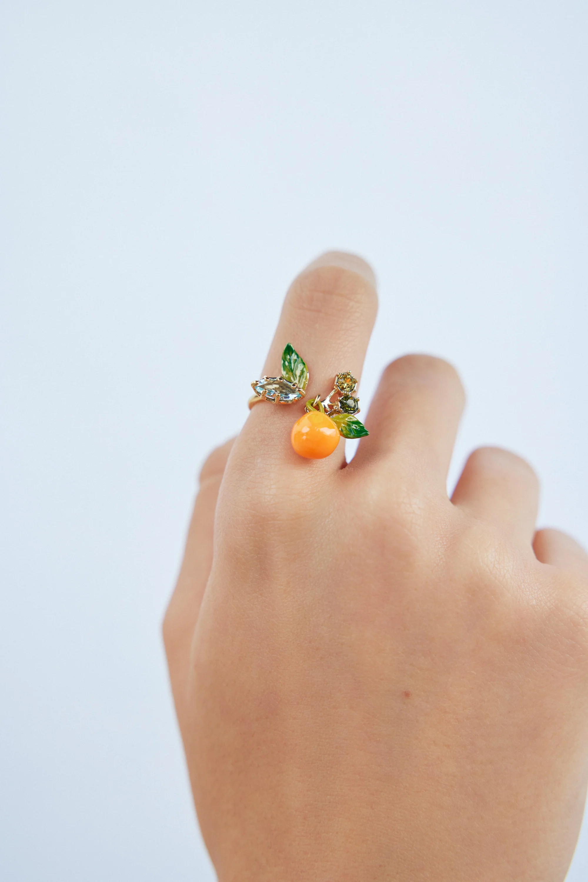Orange Adjustable Ring with Blue and Green Stones - Image 3