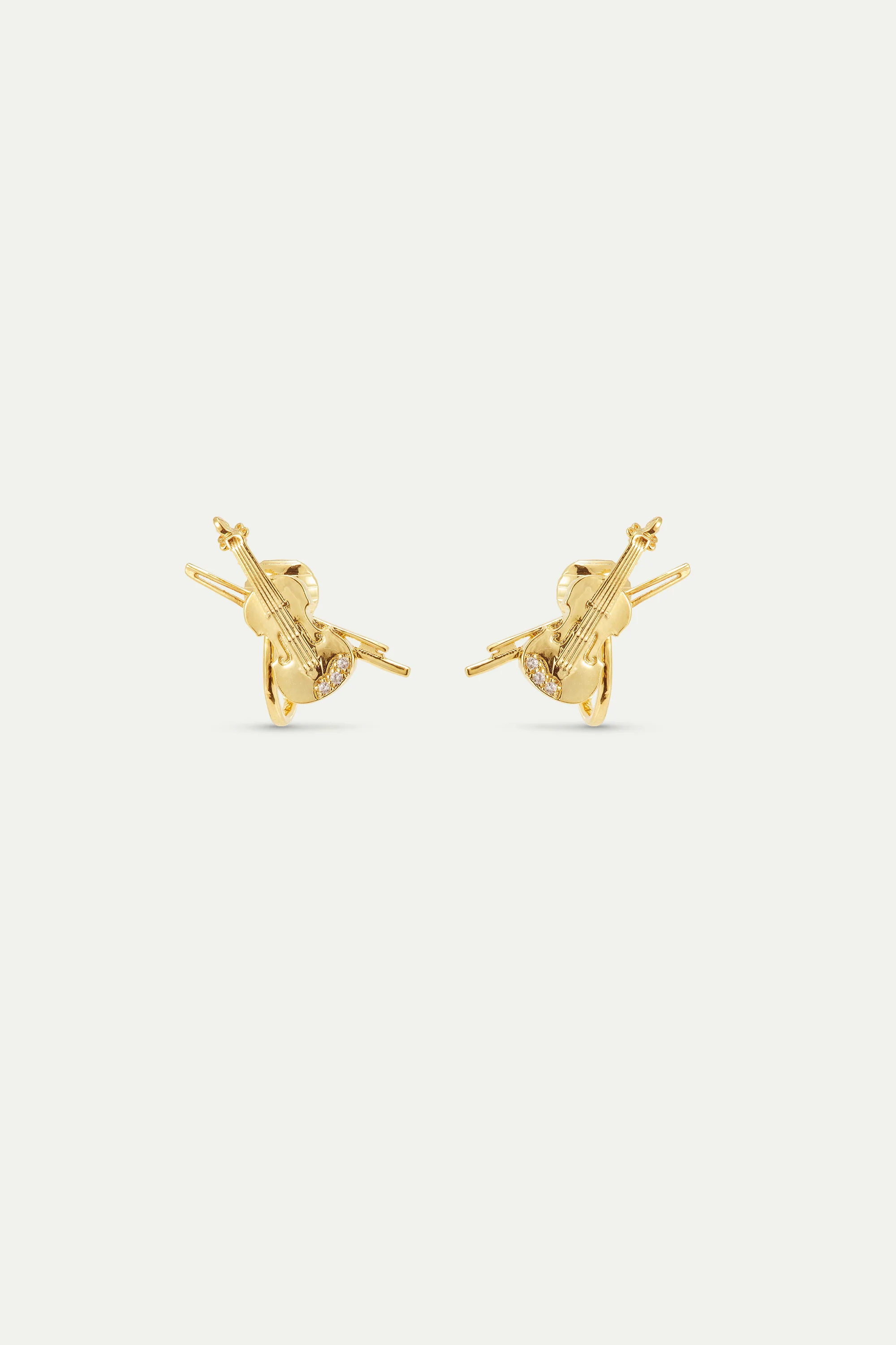 Paris Opera Gold Cello Pierced Earrings