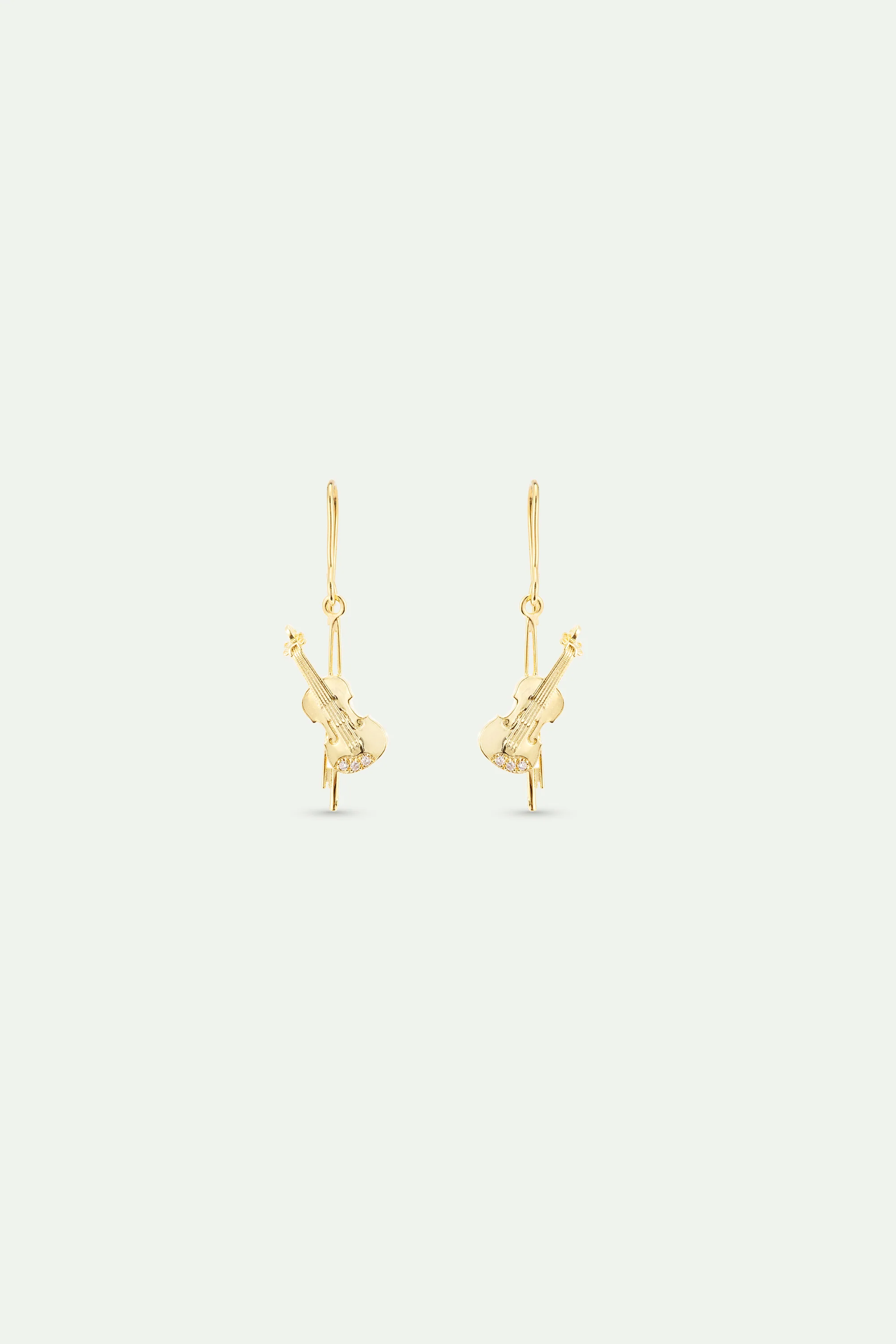 Paris Opera Gold Cello Pierced Earrings - Image 2