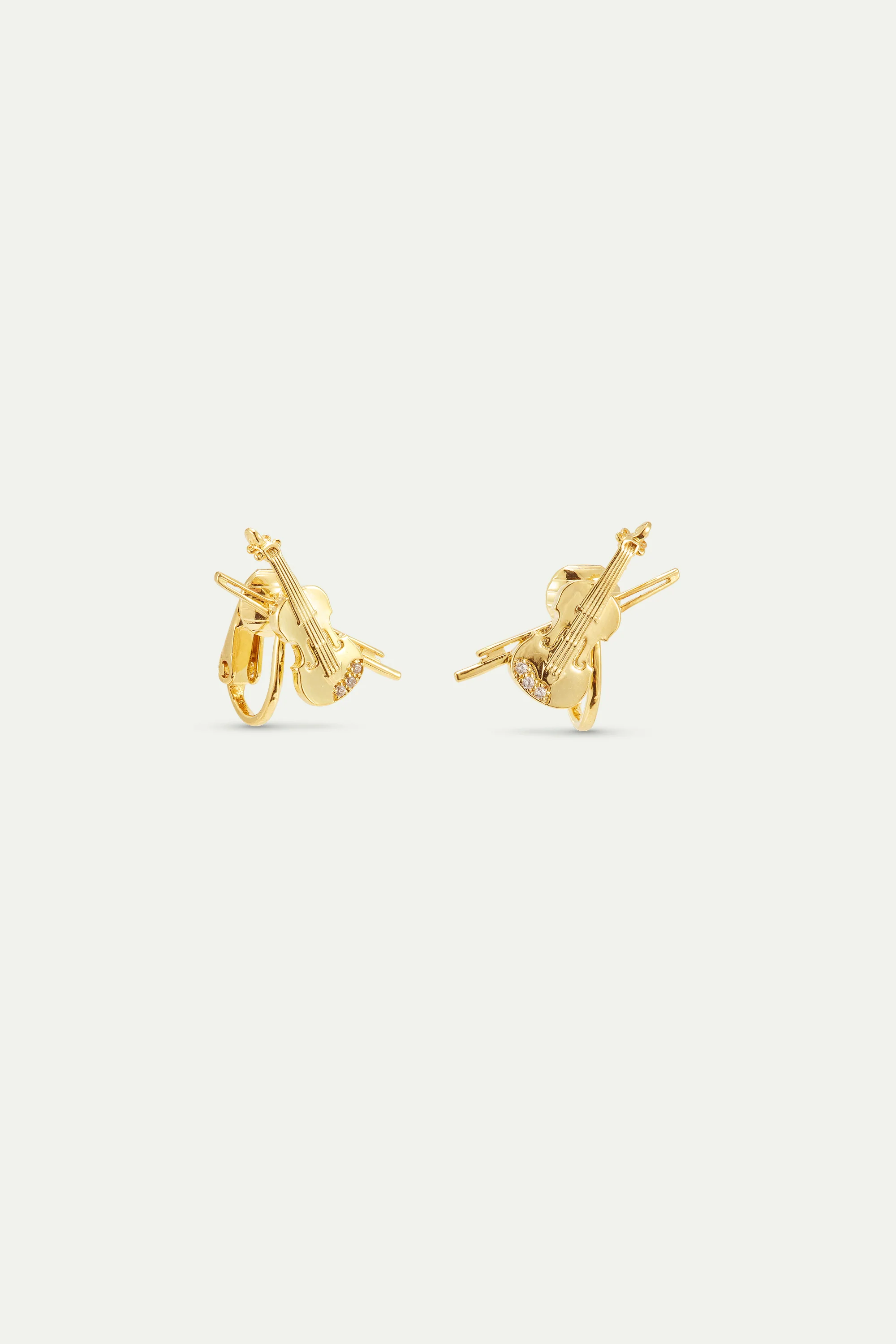 Paris Opera Gold Cello Pierced Earrings - Image 4