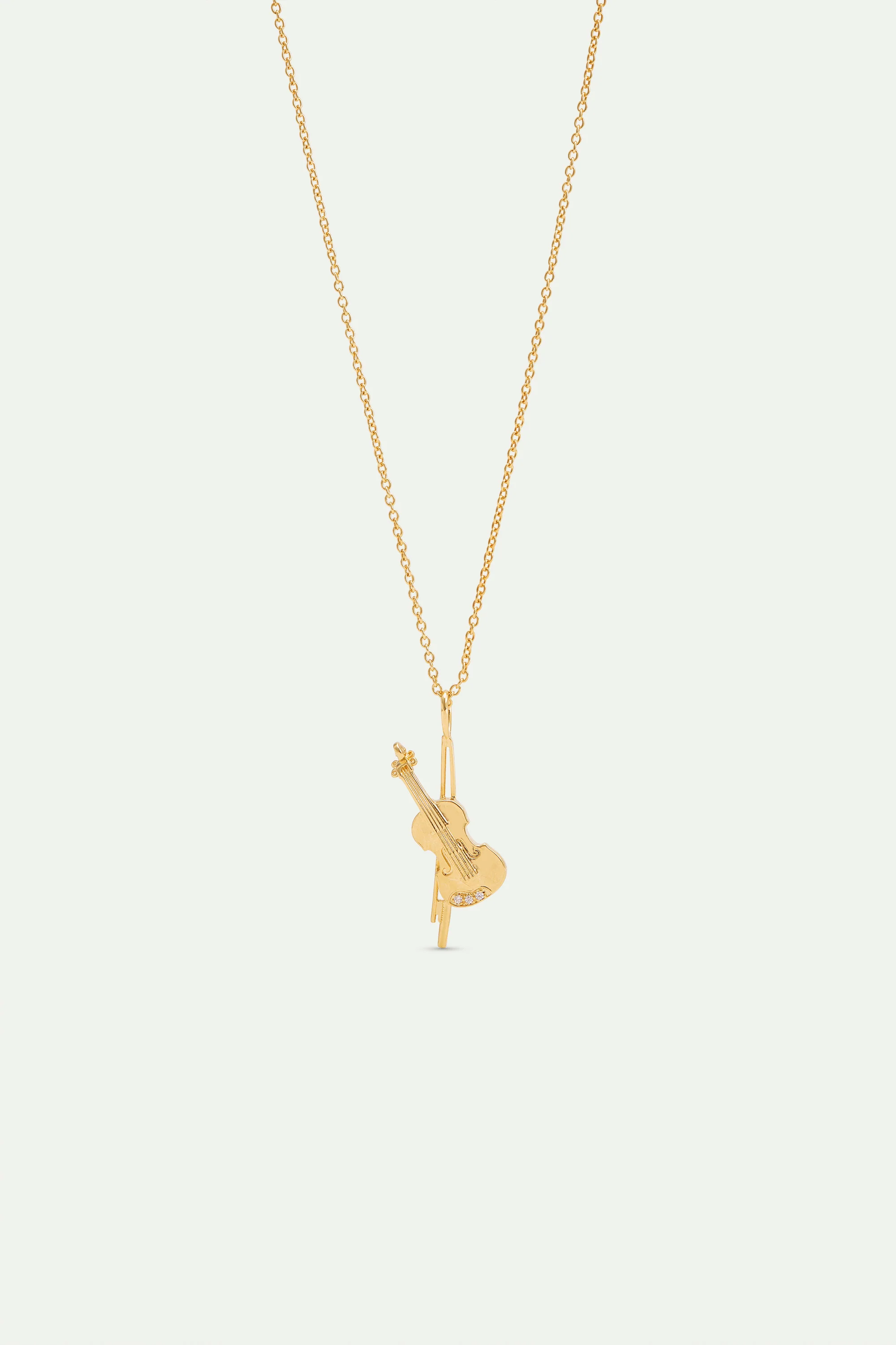 Paris Opera Gold Cello Pendant Necklace