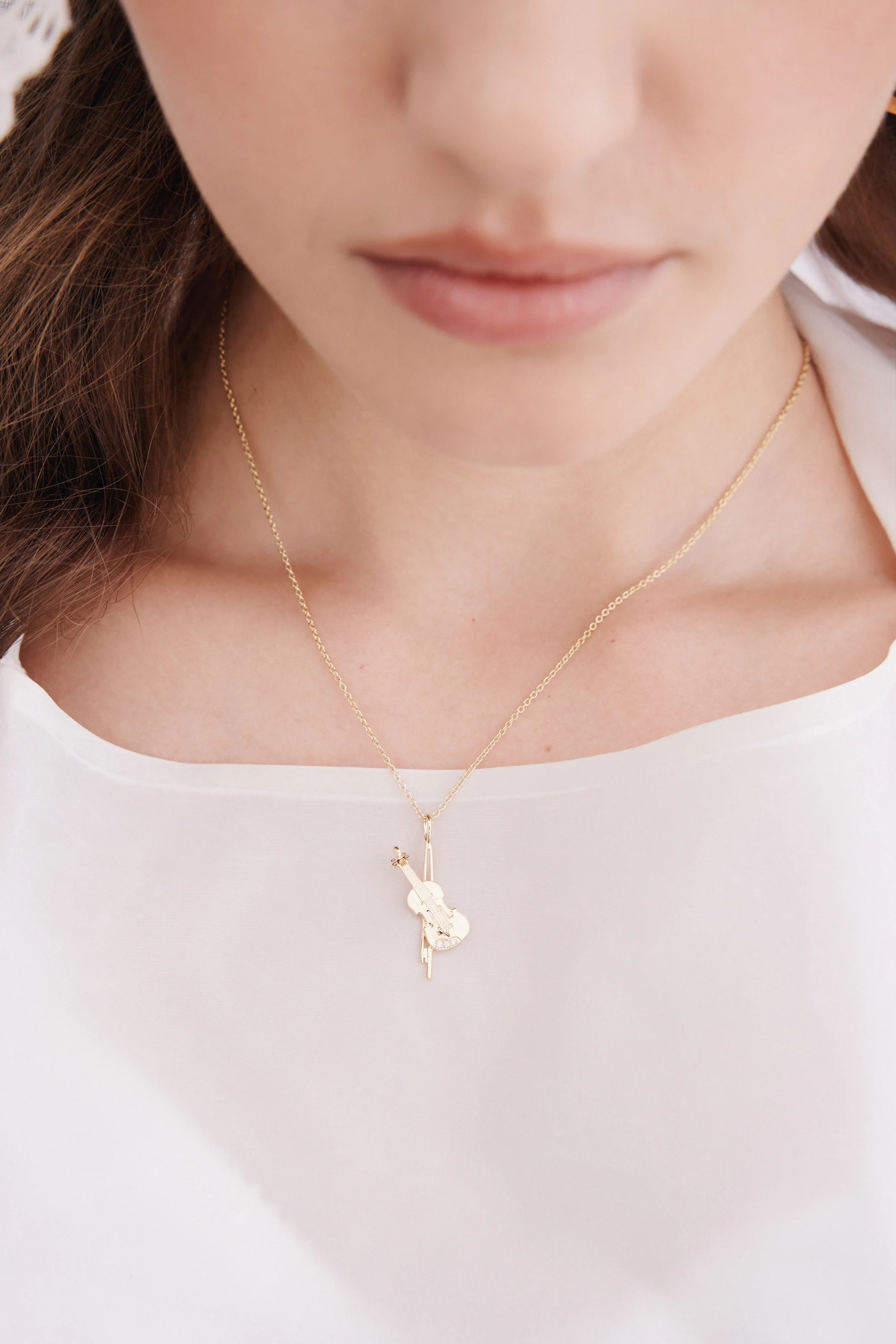 Paris Opera Gold Cello Pendant Necklace - Image 2
