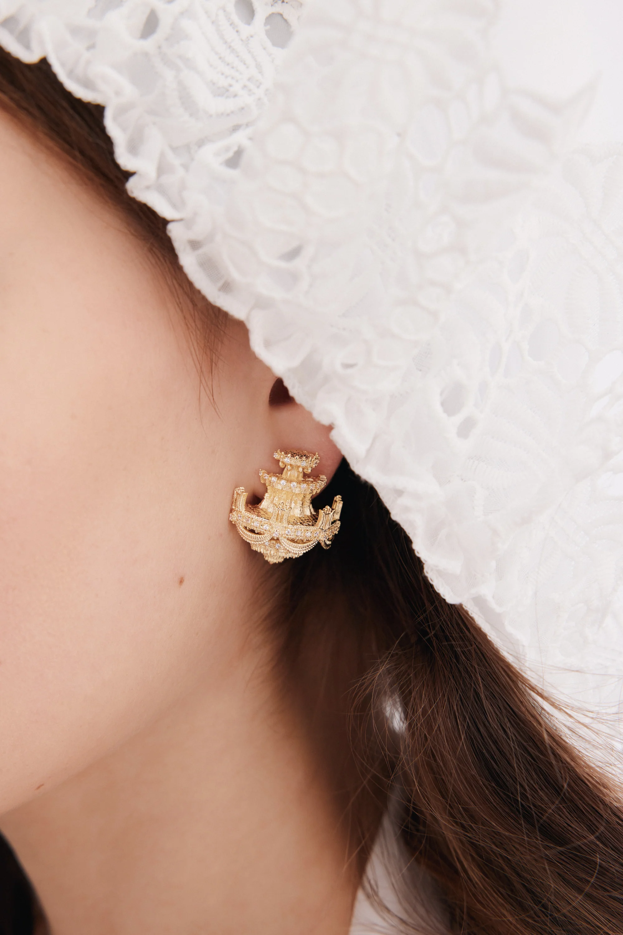 Paris Opera Gold Chandelier Pierced Earrings - Image 2