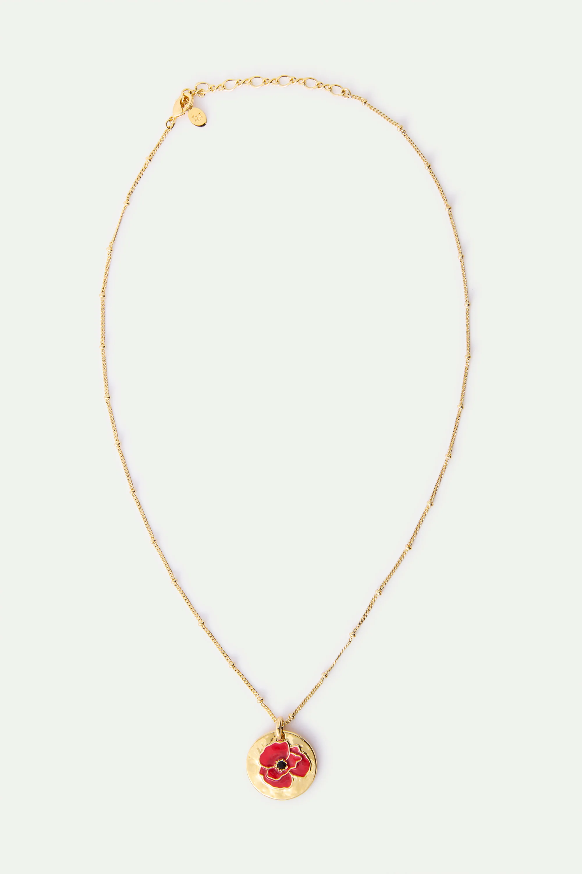 Pendant Necklace with Poppy on Gold Medallion - Image 2