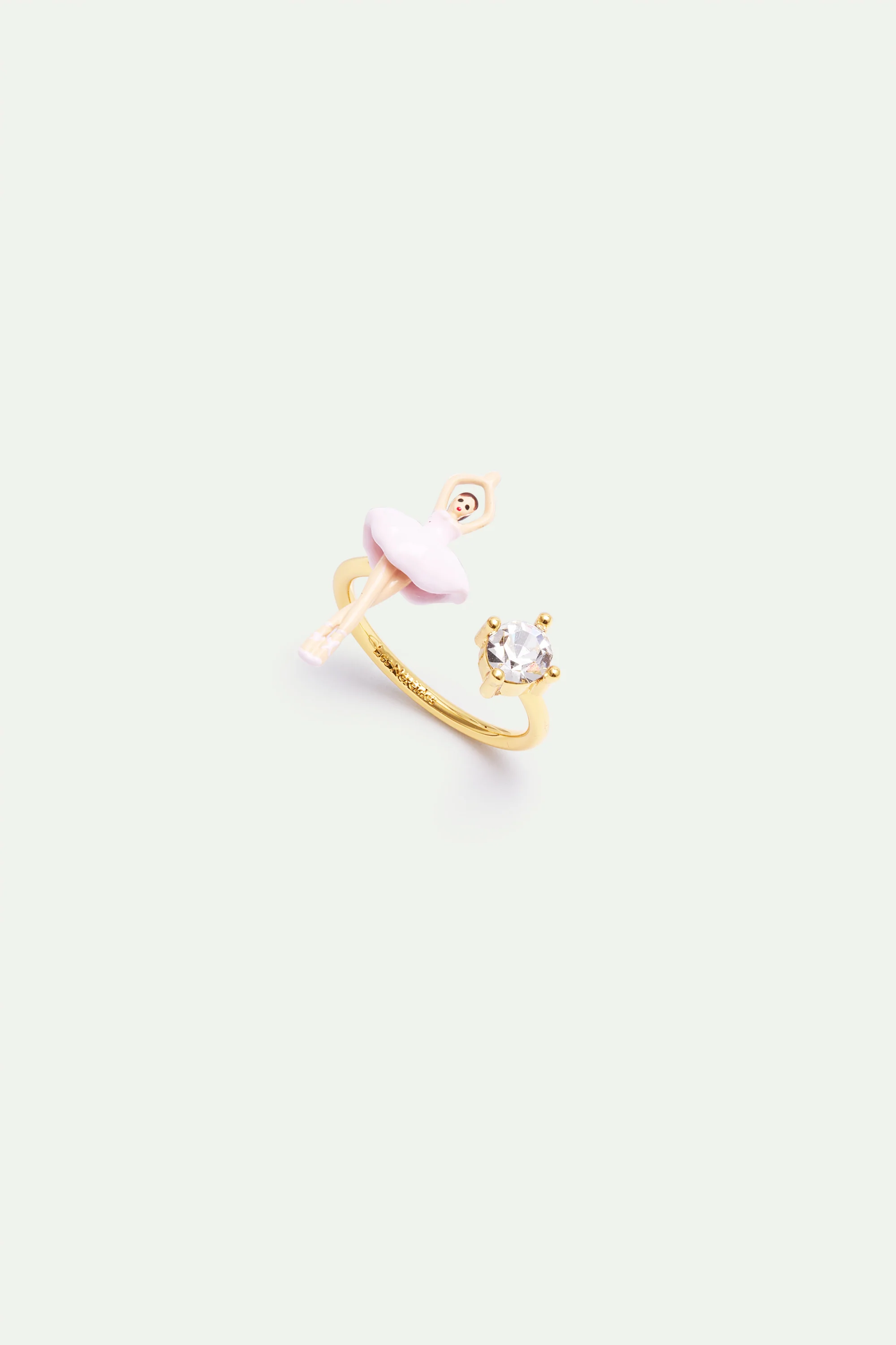 Pink Ballerina and Crystal Adjustable Ring