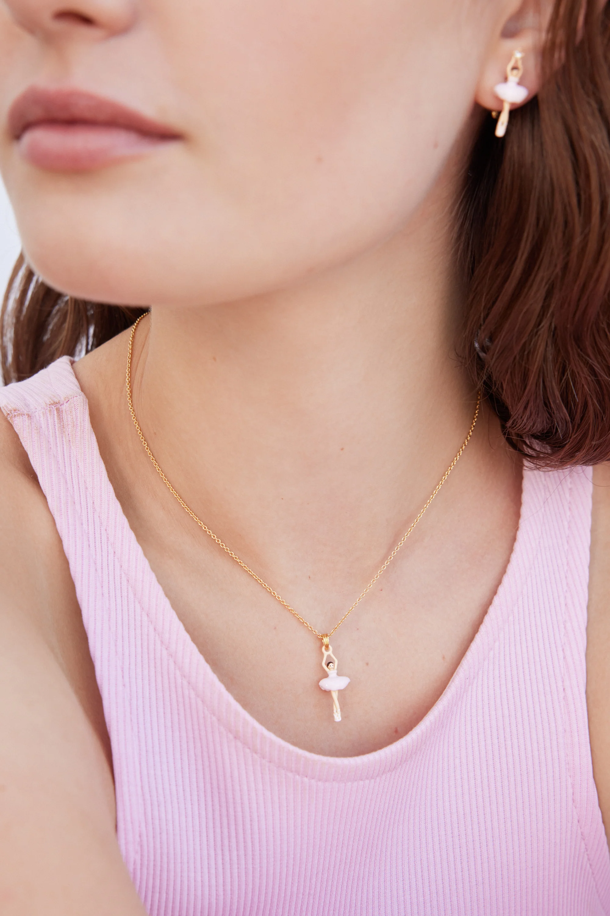 Pink Ballerina and Crystal Post Earrings - Image 3