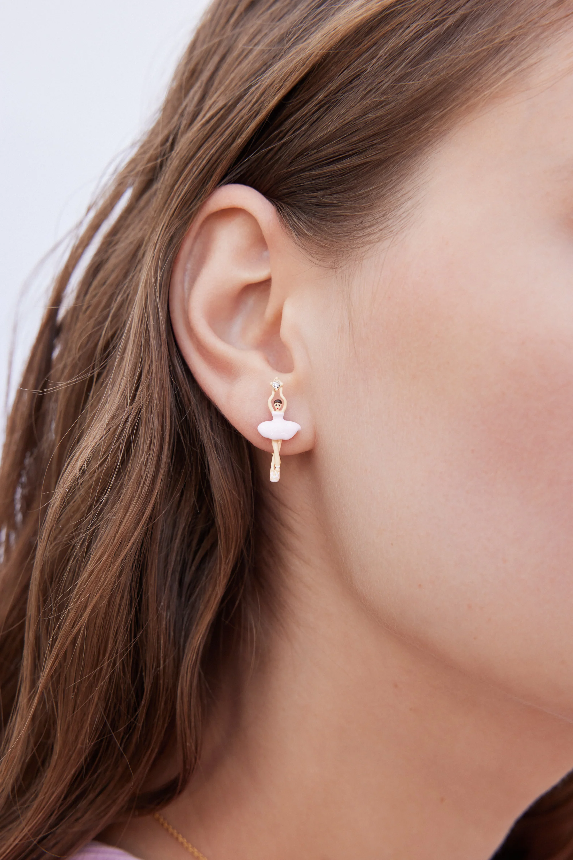 Pink Ballerina and Crystal Post Earrings - Image 4