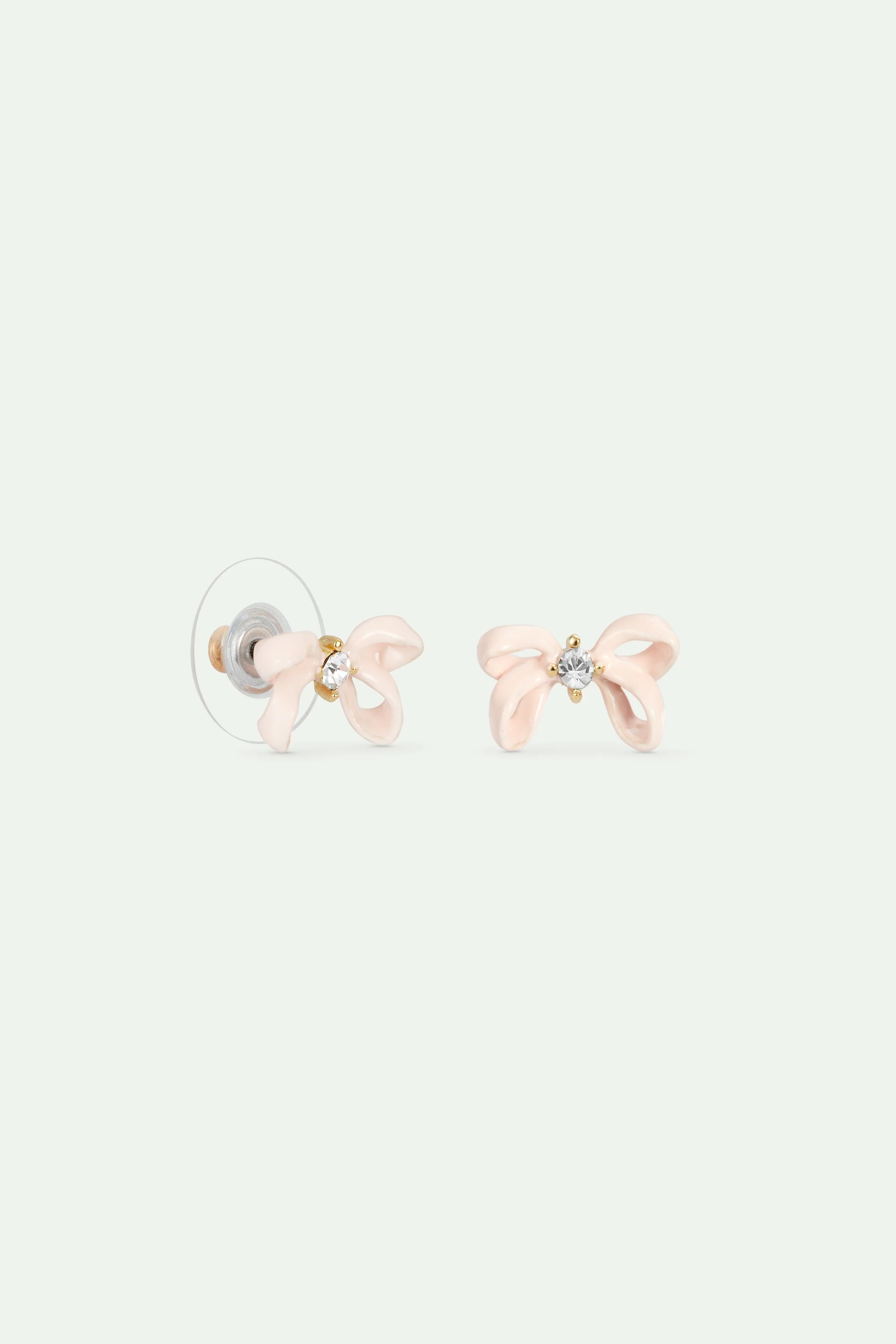 Pink Ribbon and Faceted Crystal Post Earrings - Image 2