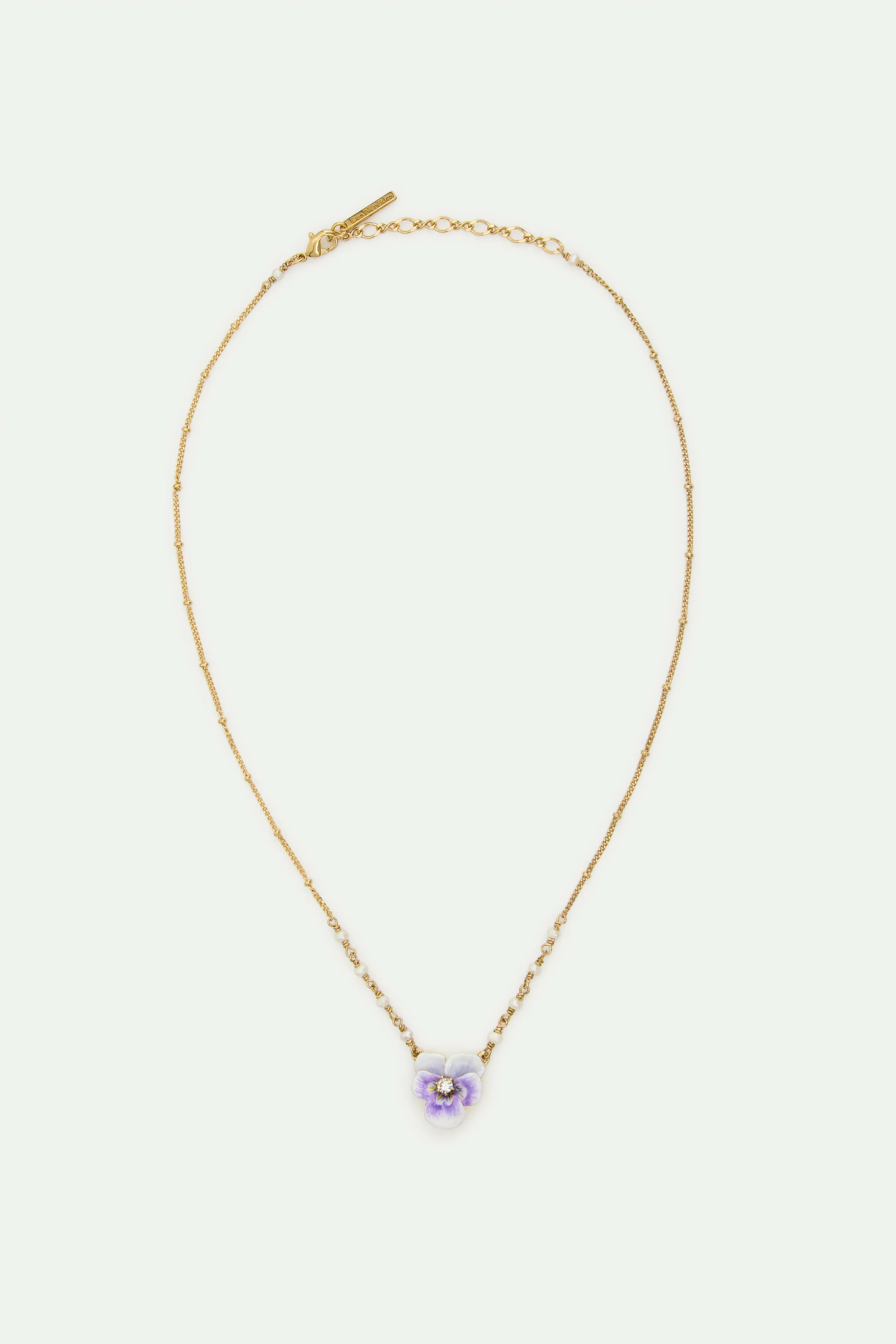 Purple Pansy and Cut Crystal Pendant Necklace - Image 3