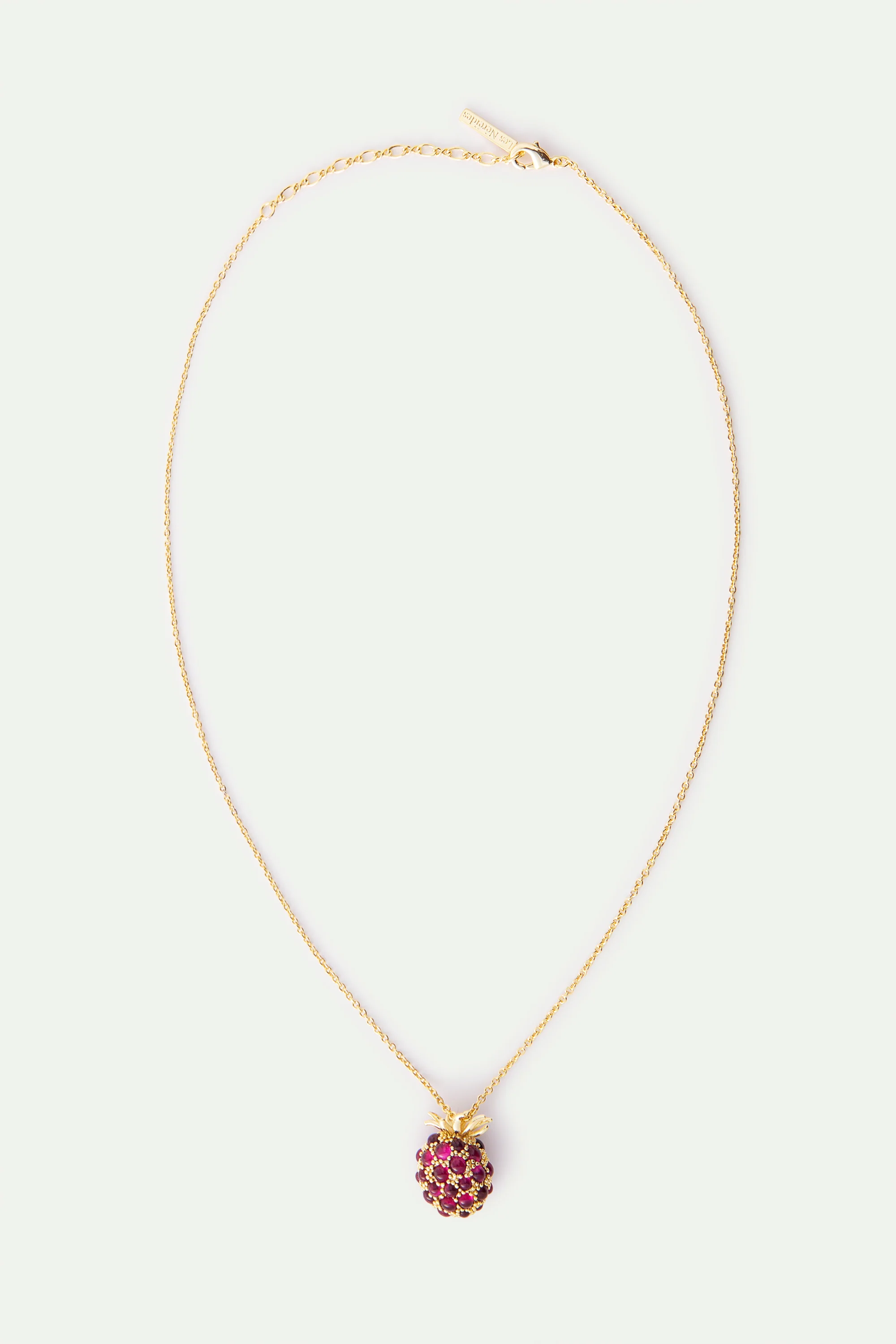 Raspberry and Golden Bead Pendant Necklace - Image 3