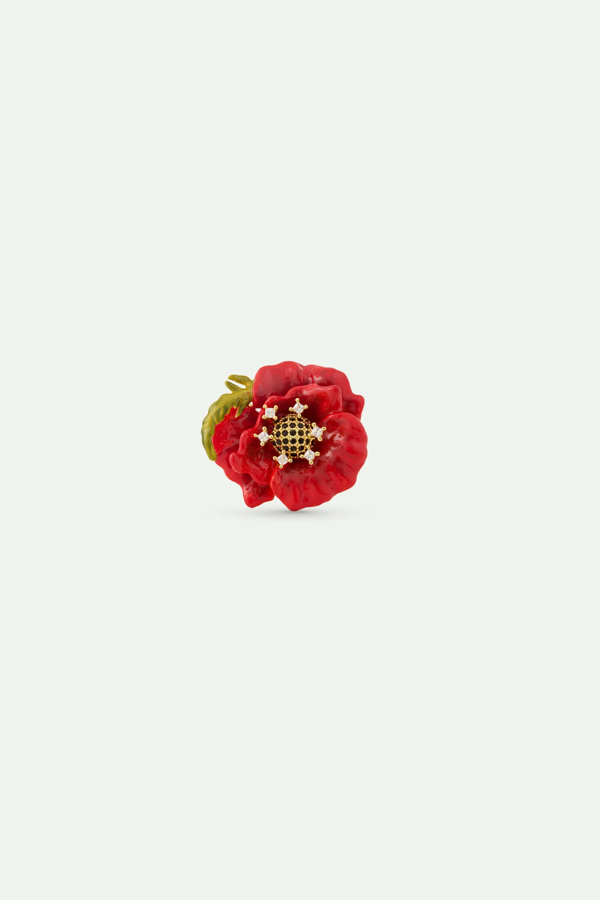 Red Poppy and Cubic Zirconia Ring - Image 2