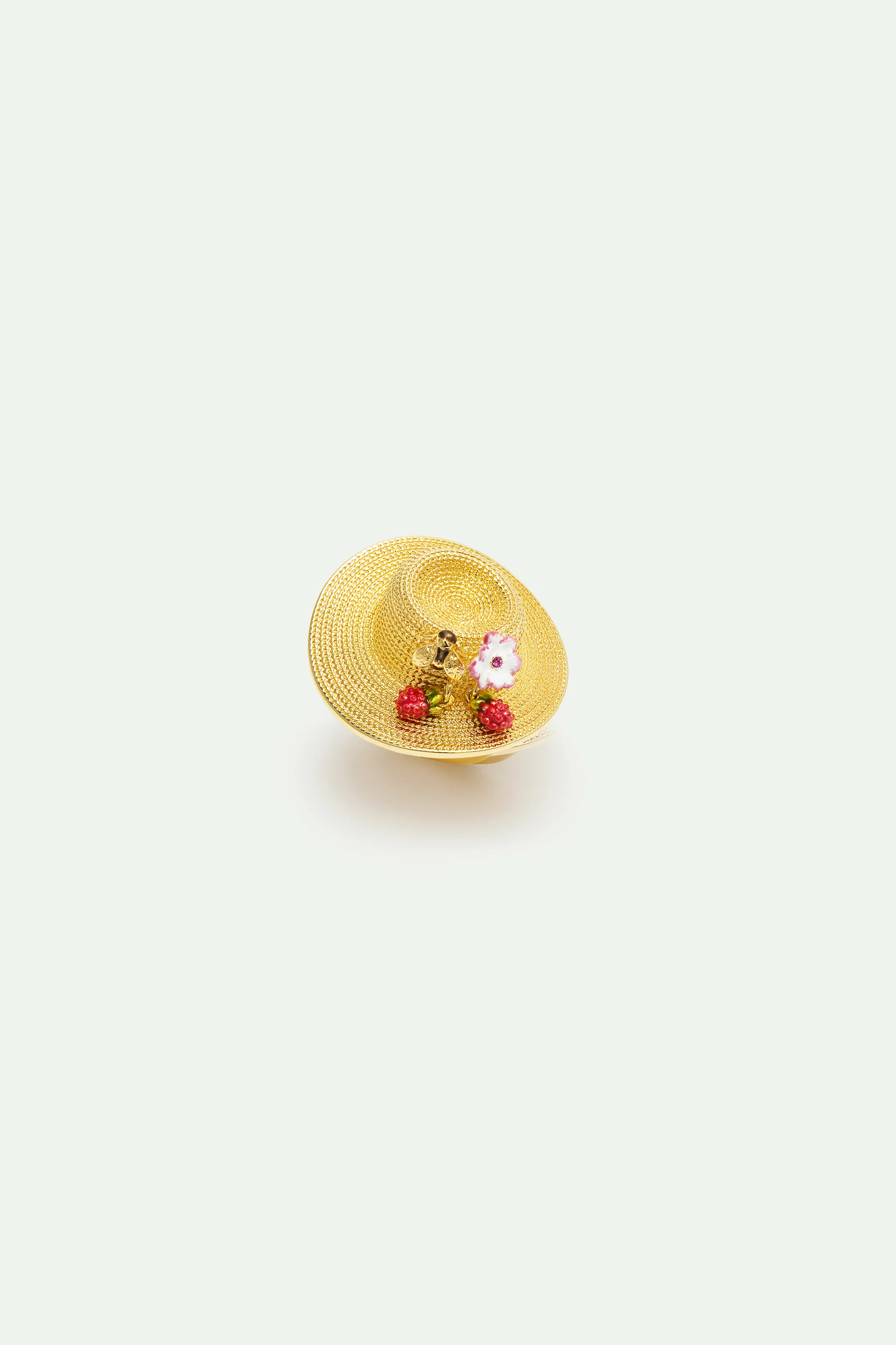 Ring with Gold Hat, Cosmos, Bee, Raspberry and Pink Crystal