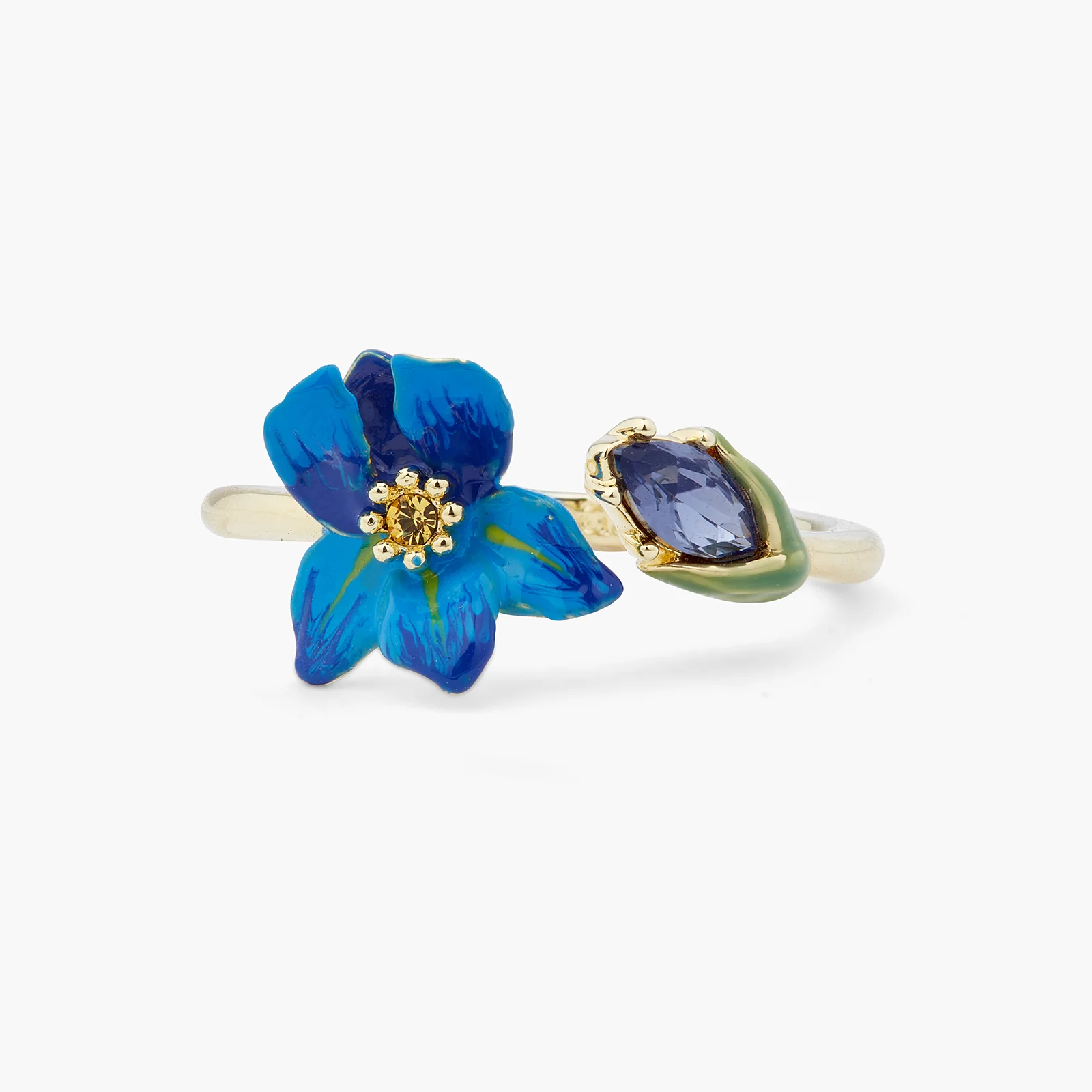 Siberian Iris and Faceted Glass Adjustable Ring - Image 3