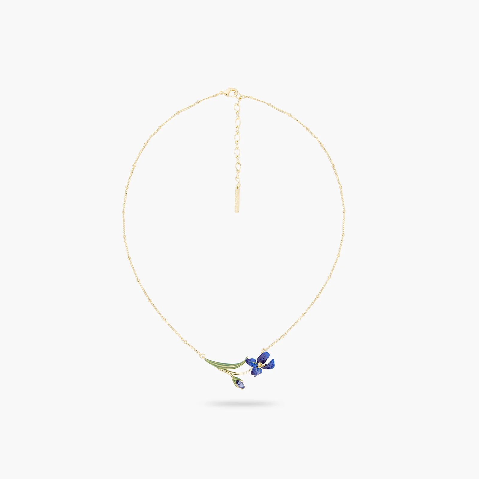 Siberian Iris and Faceted Glass Fine Necklace - Image 2
