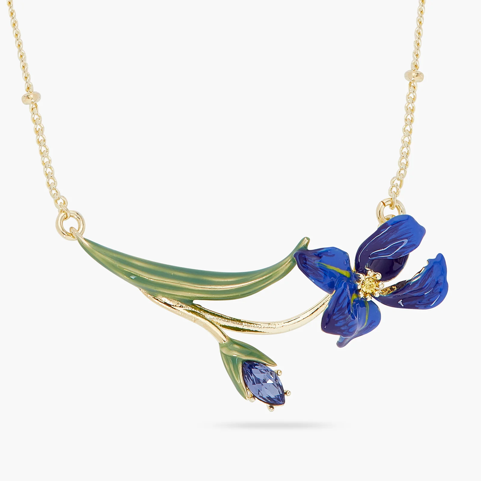 Siberian Iris and Faceted Glass Fine Necklace - Image 3