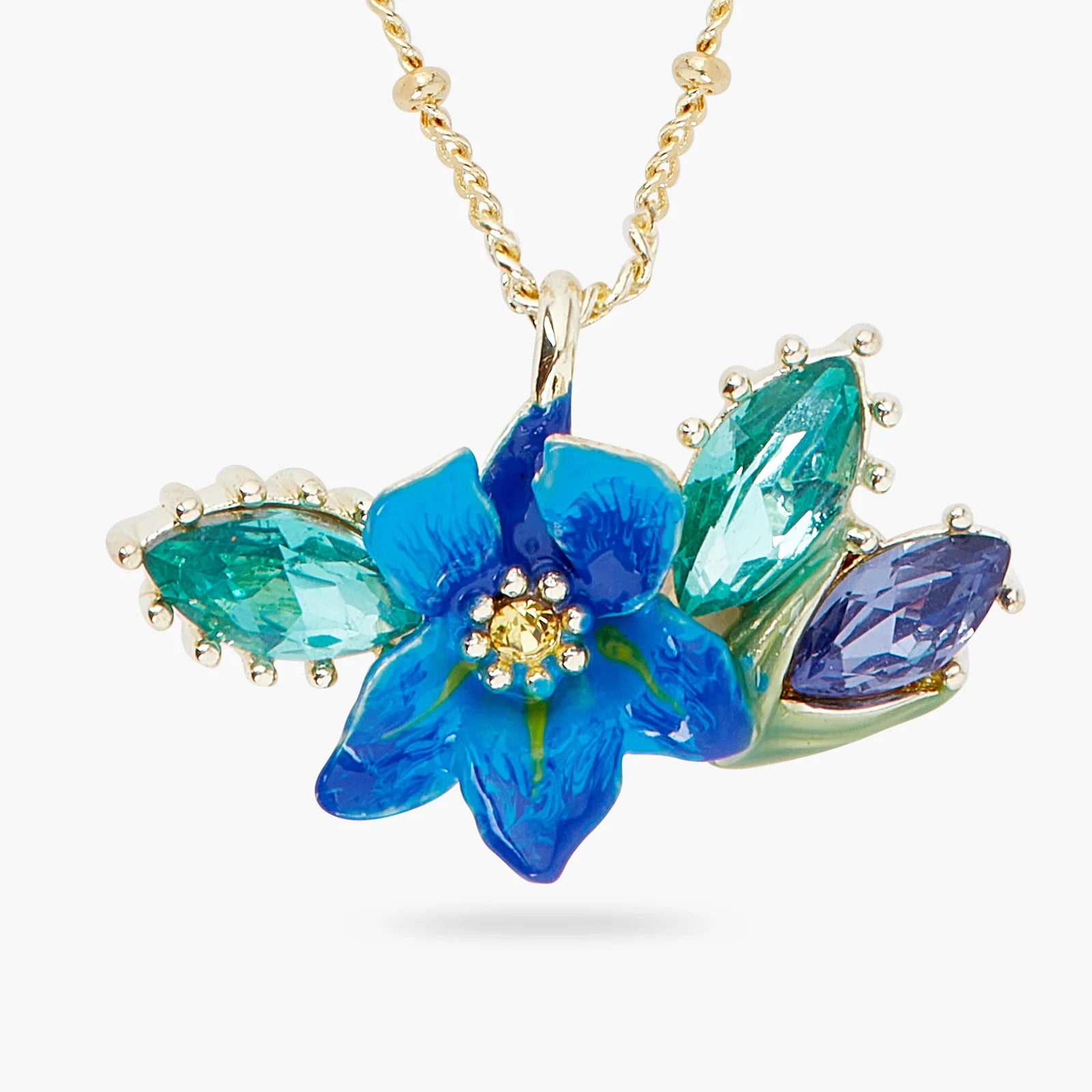 Siberian Iris and Faceted Glass Pendant Necklace - Image 3
