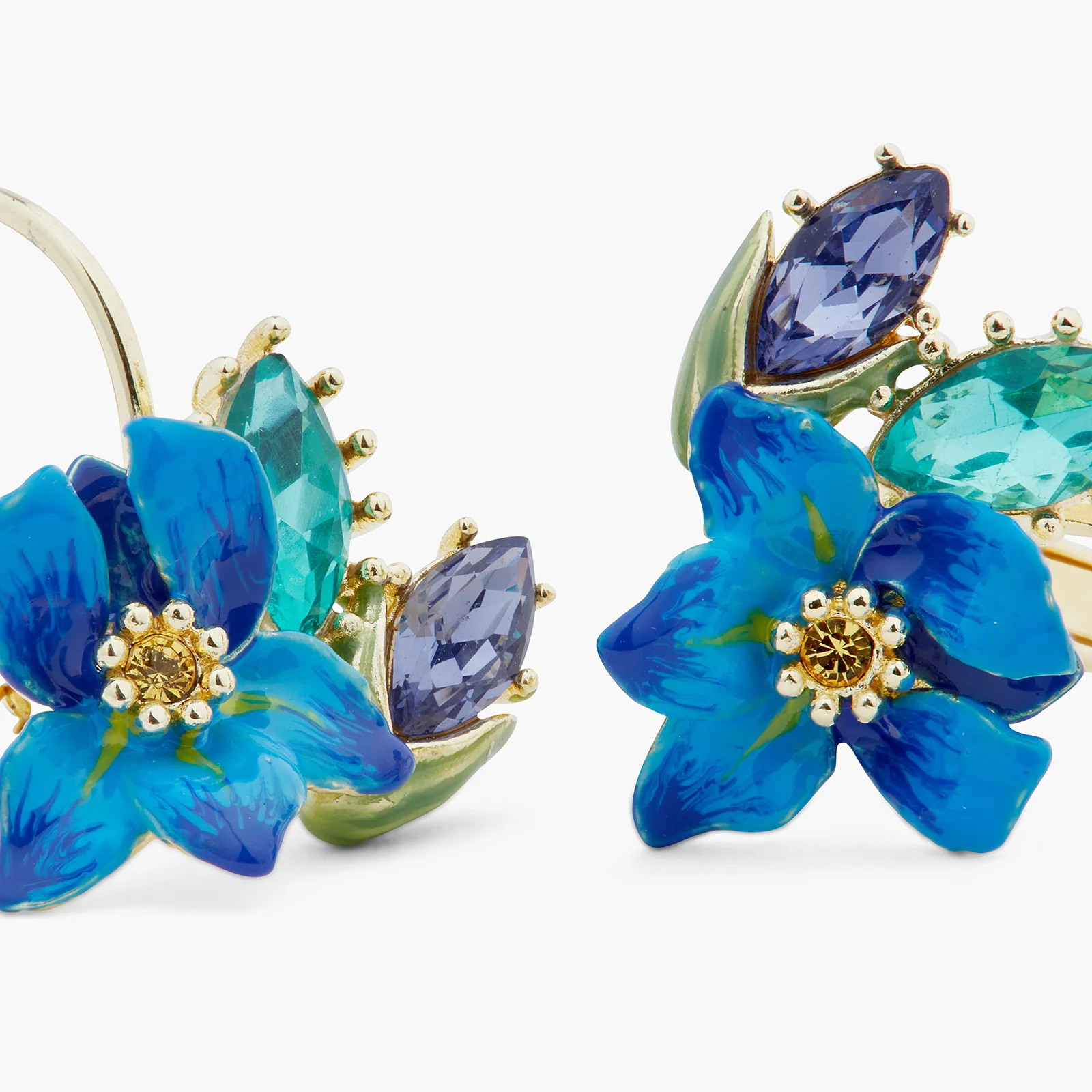 Siberian Iris and Faceted Glass Sleeper Earrings - Image 3