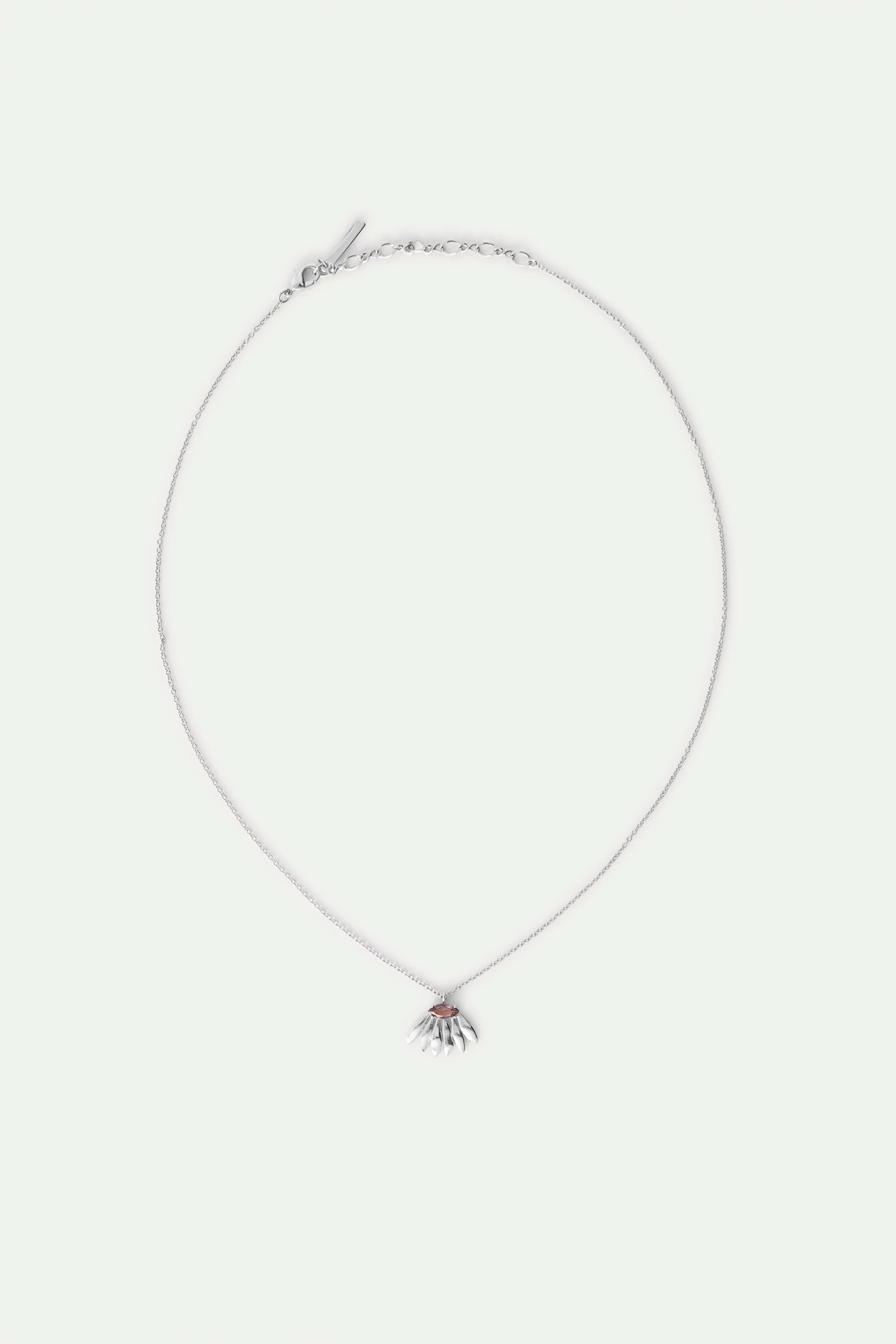 Silver Sunflower and Purple Stone Pendant Necklace - Image 3