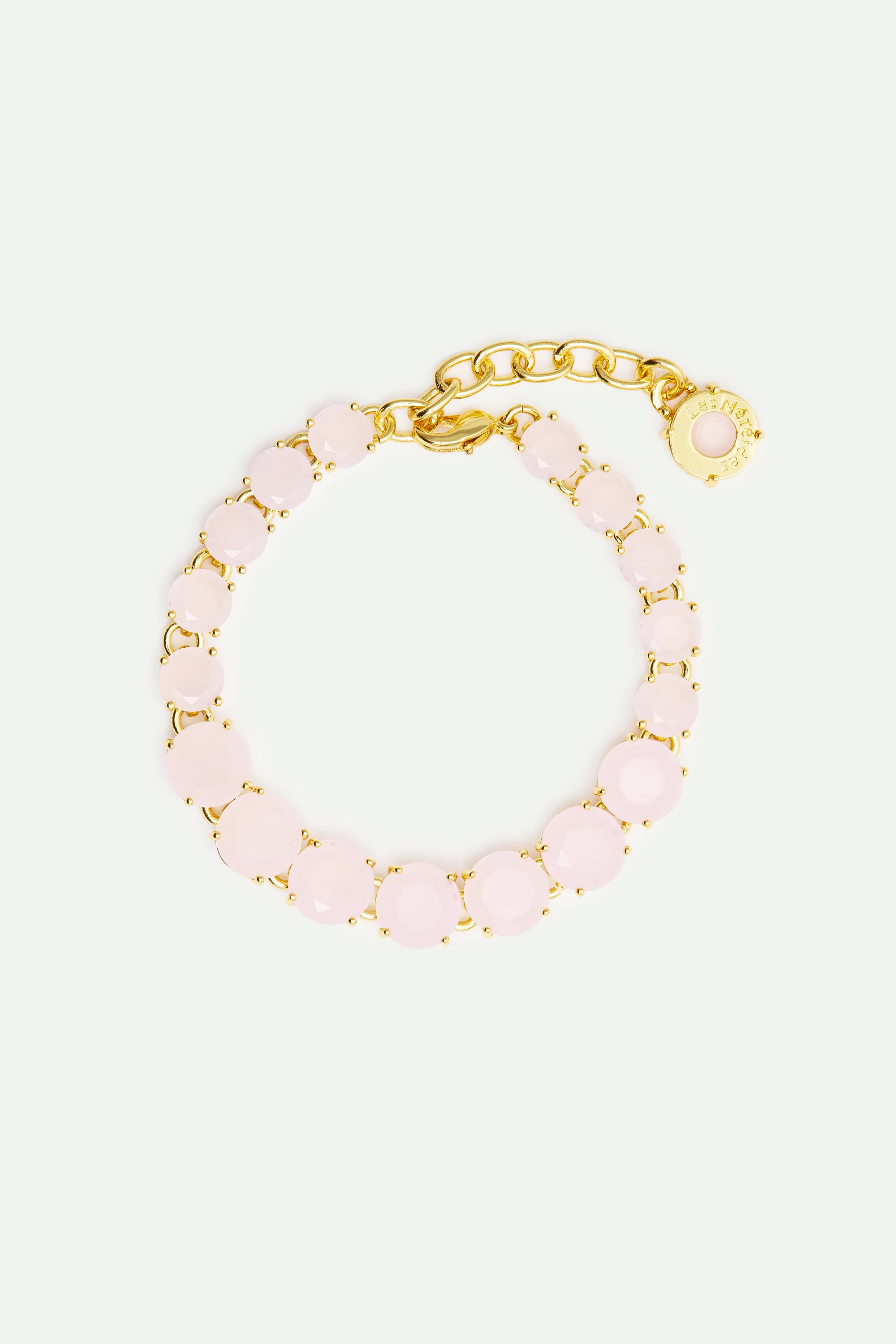 Single Row Diamantine Bracelet with Light Pink Stones
