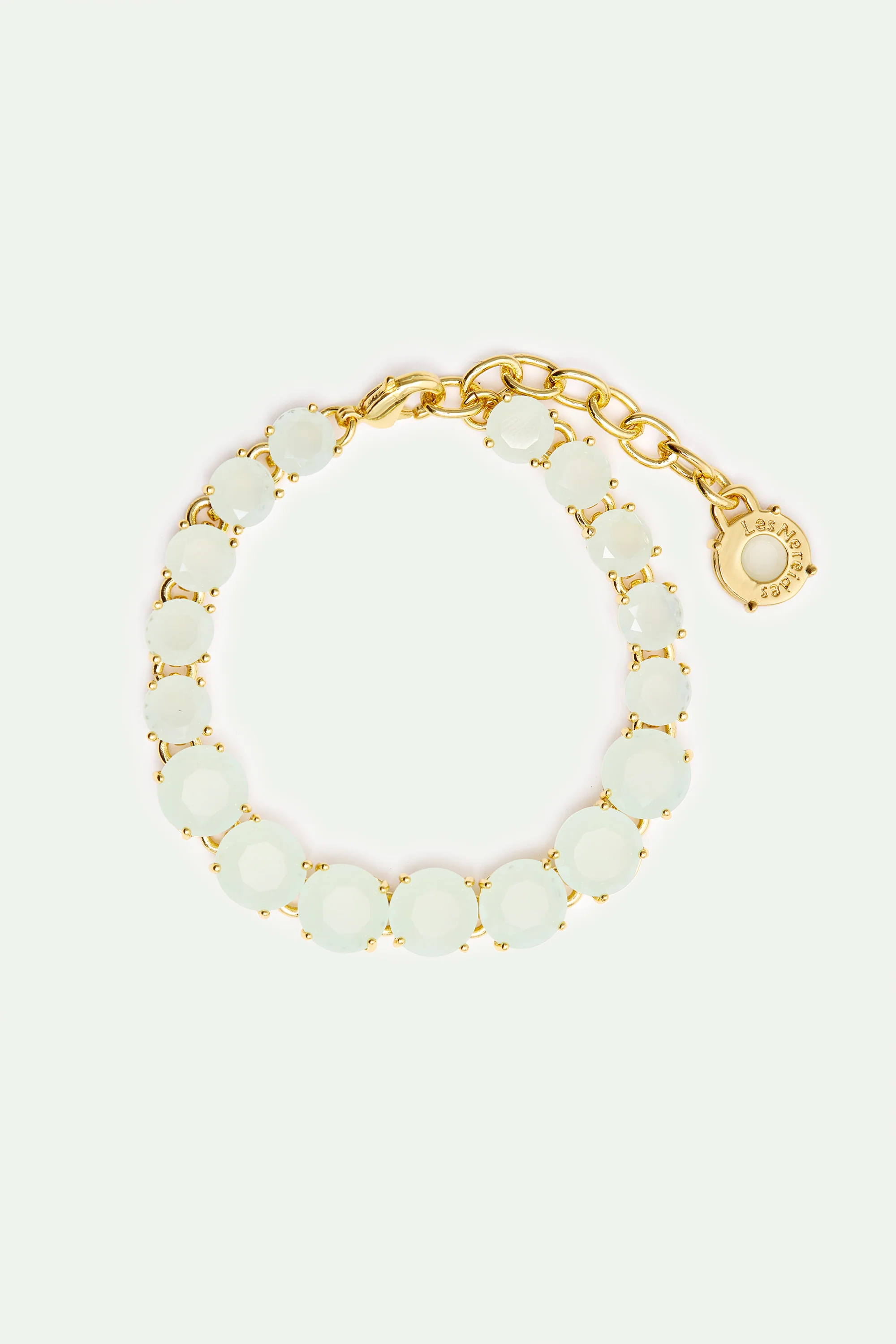 Single Row Diamantine Bracelet with Sea Green Stones