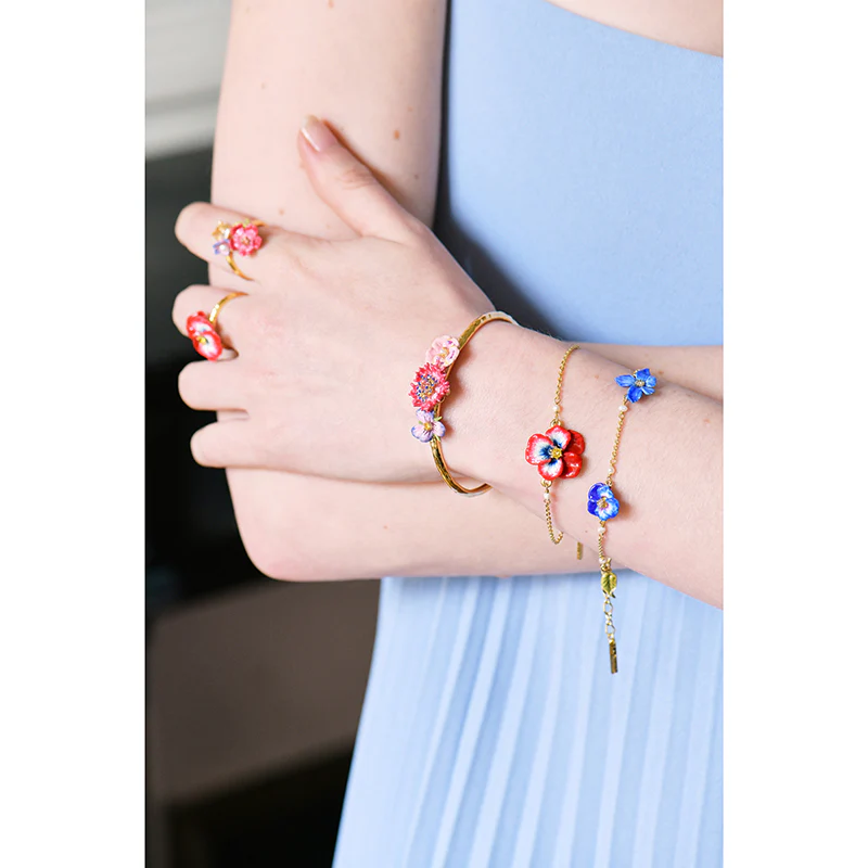 Thousand Pansies Violet and pansy thin link chain bracelet - Image 3