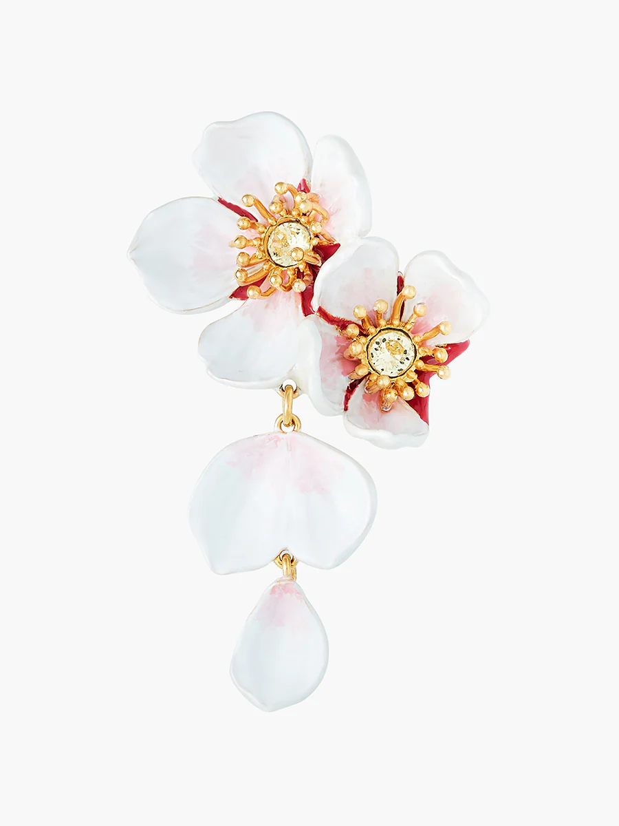 White Cherry Blossom Dangling Earrings - Image 3