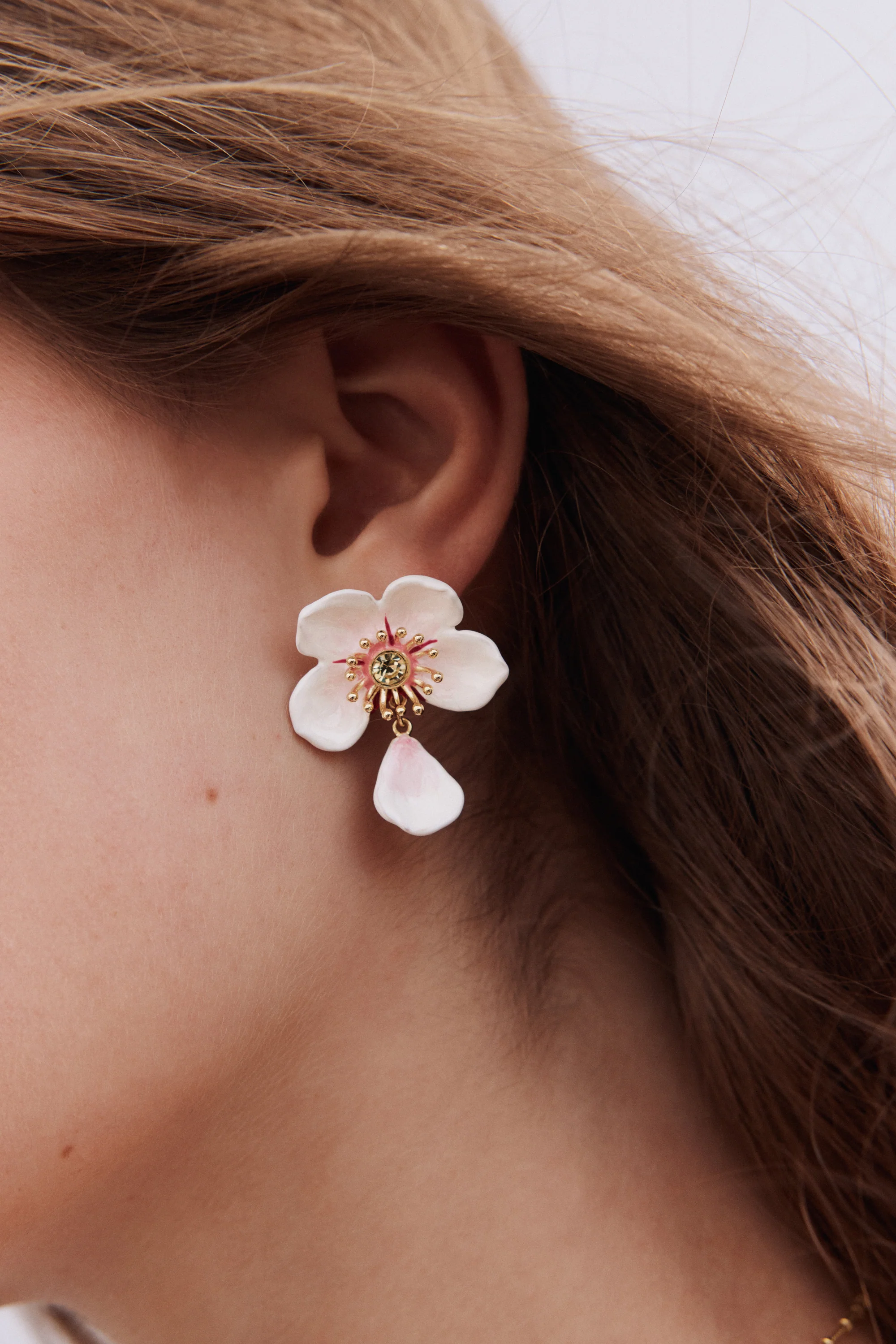 White Cherry Blossom Post Earrings - Image 4