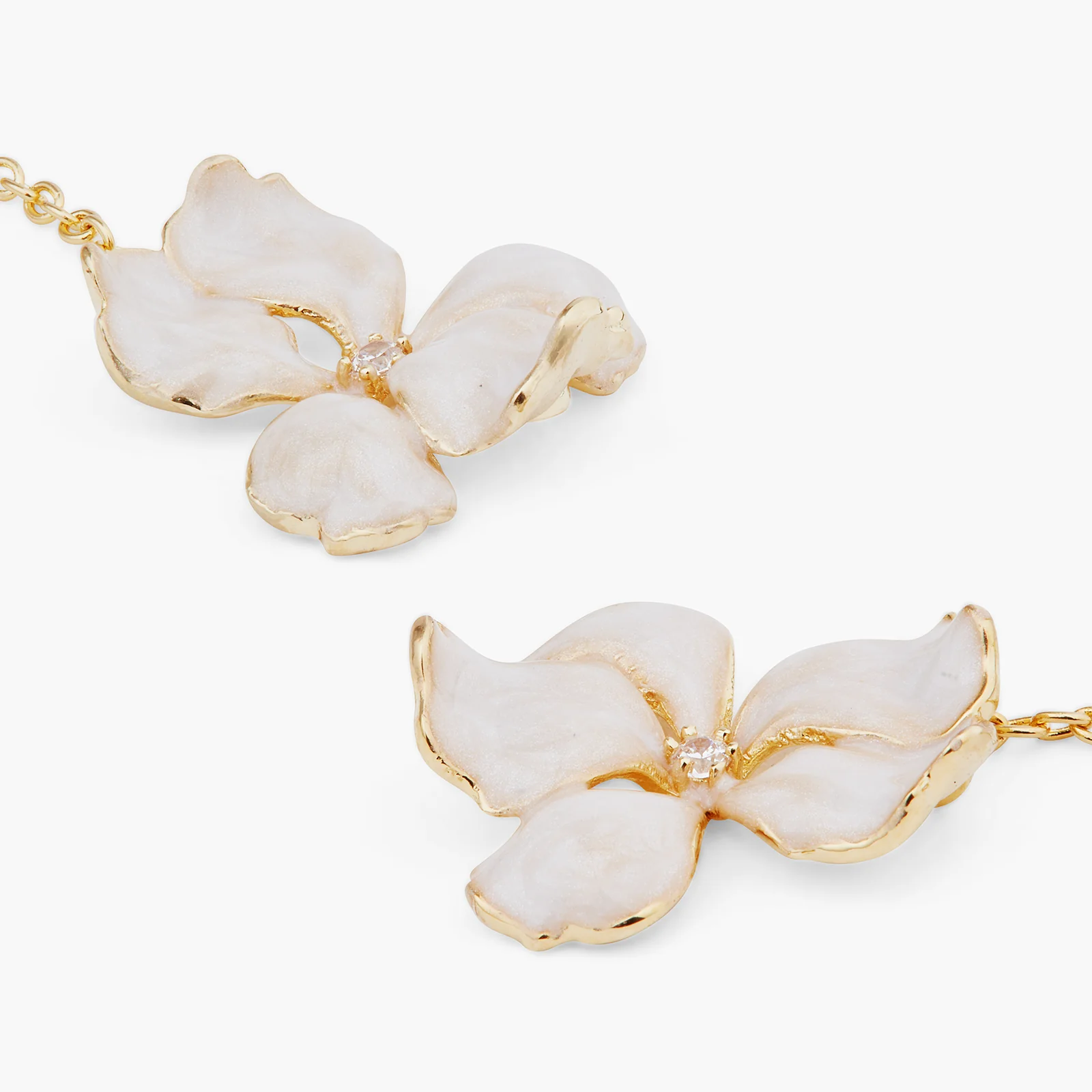 White Iris Pendant Post Earrings - Image 3