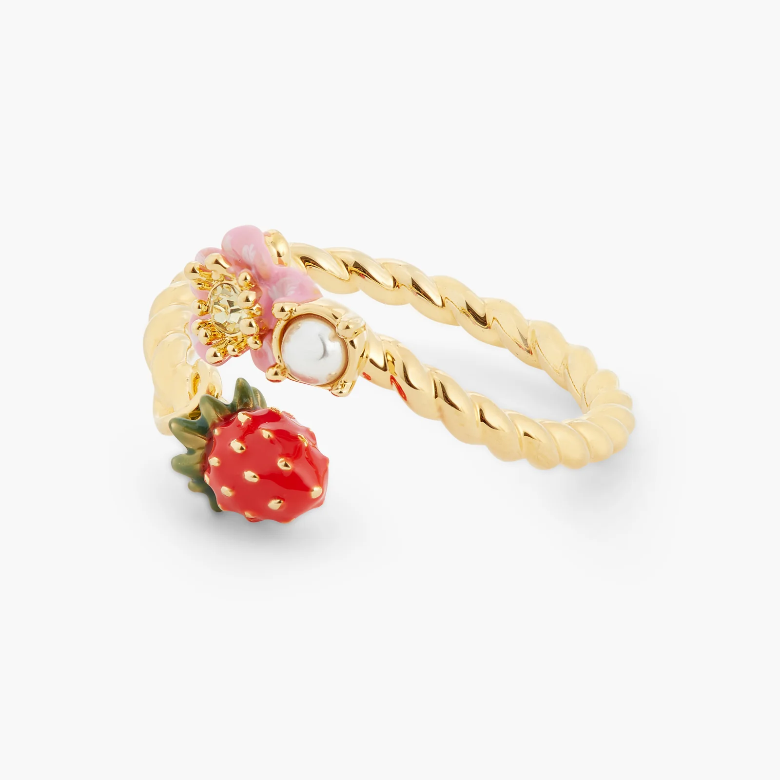 Wild Strawberry and Pink Flower Adjustable Ring - Image 3
