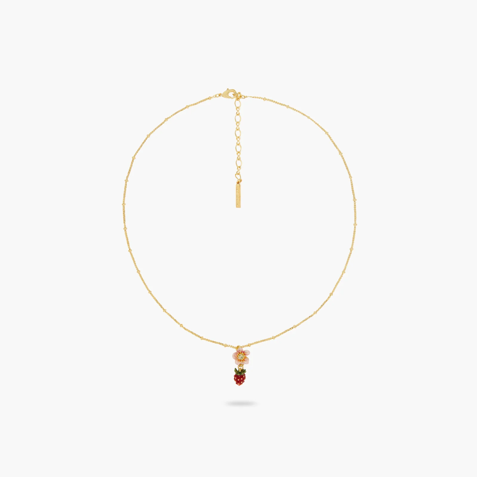 Wild Strawberry and Pink Flower Pendant Necklace - Image 3