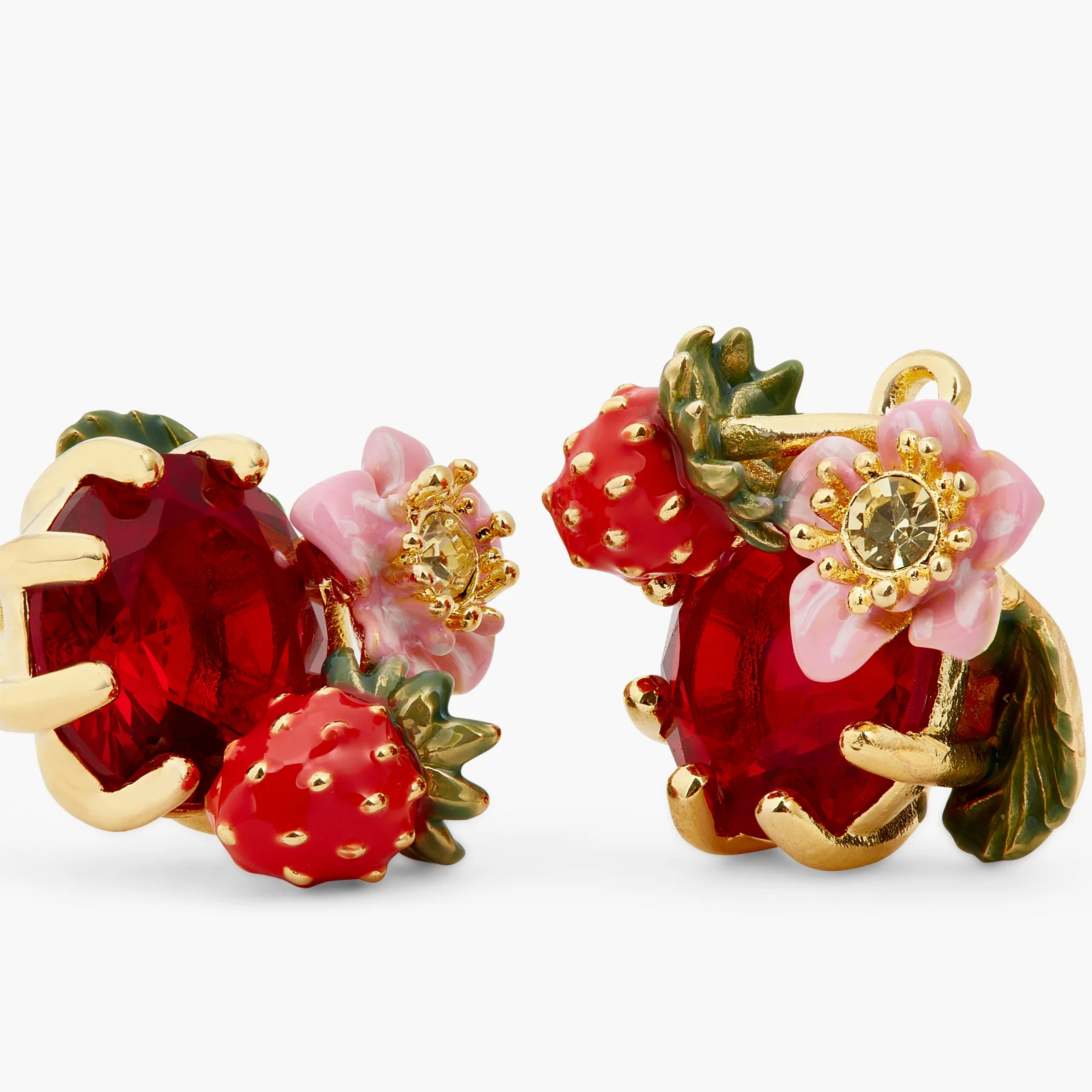 Wild Strawberry and Red Stone Clip-On Earrings - Image 3