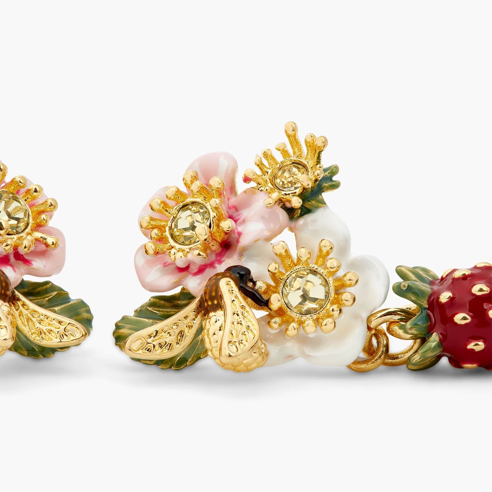 Wild Strawberry and Strawberry Flower Clip-On Earrings - Image 3