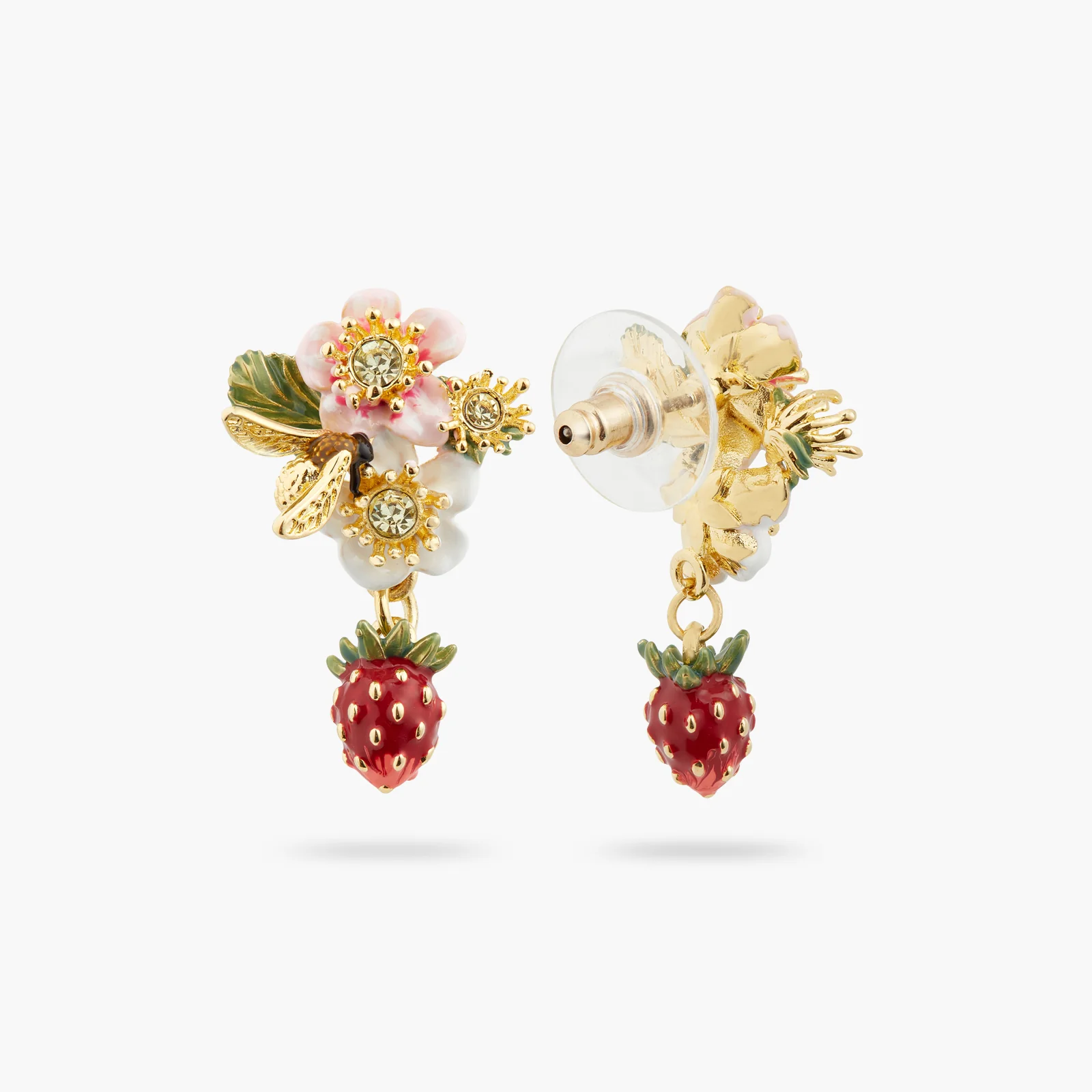 Wild Strawberry and Strawberry Flower Post Earrings - Image 2