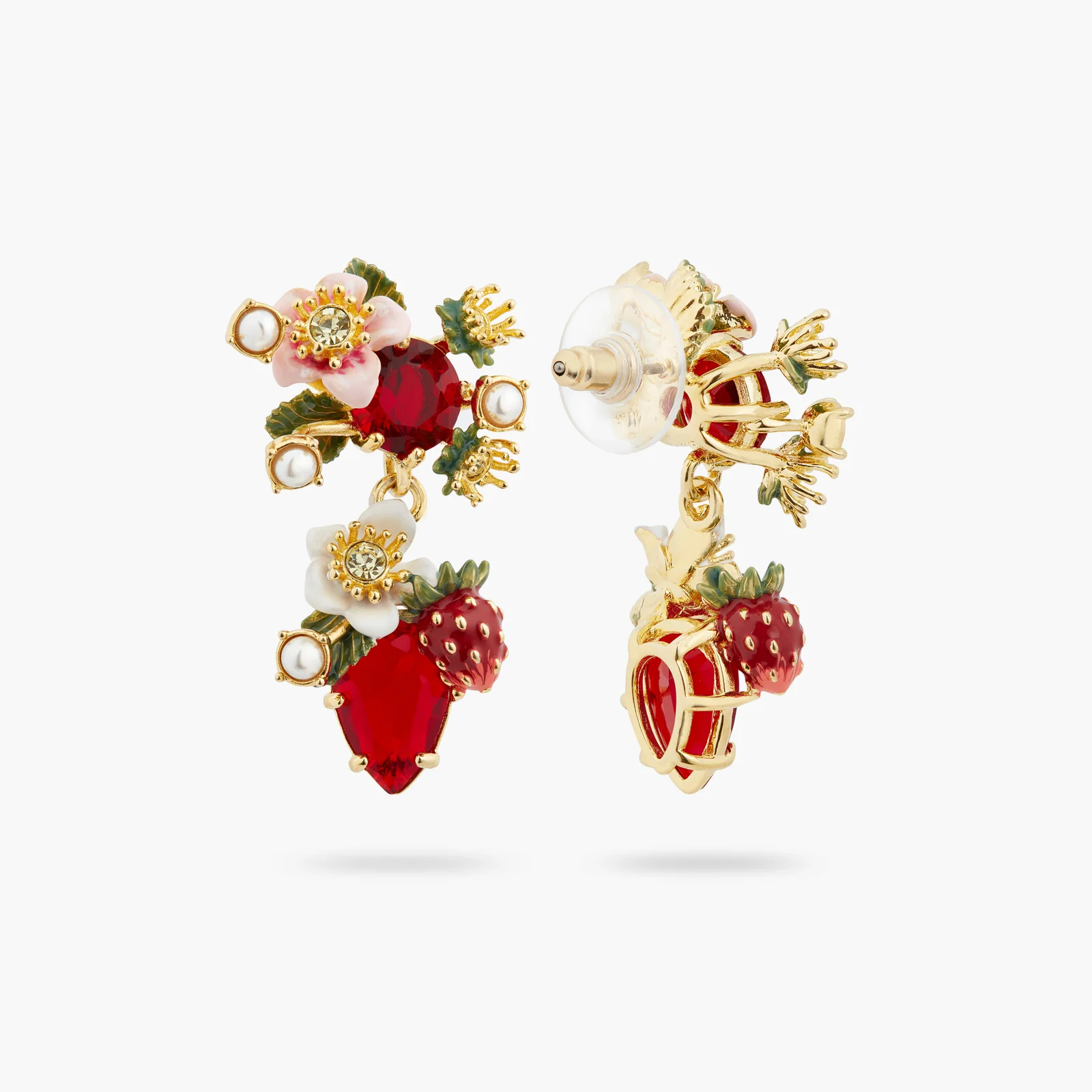 Wild Strawberry and Strawberry Flower Post Earrings - Image 2