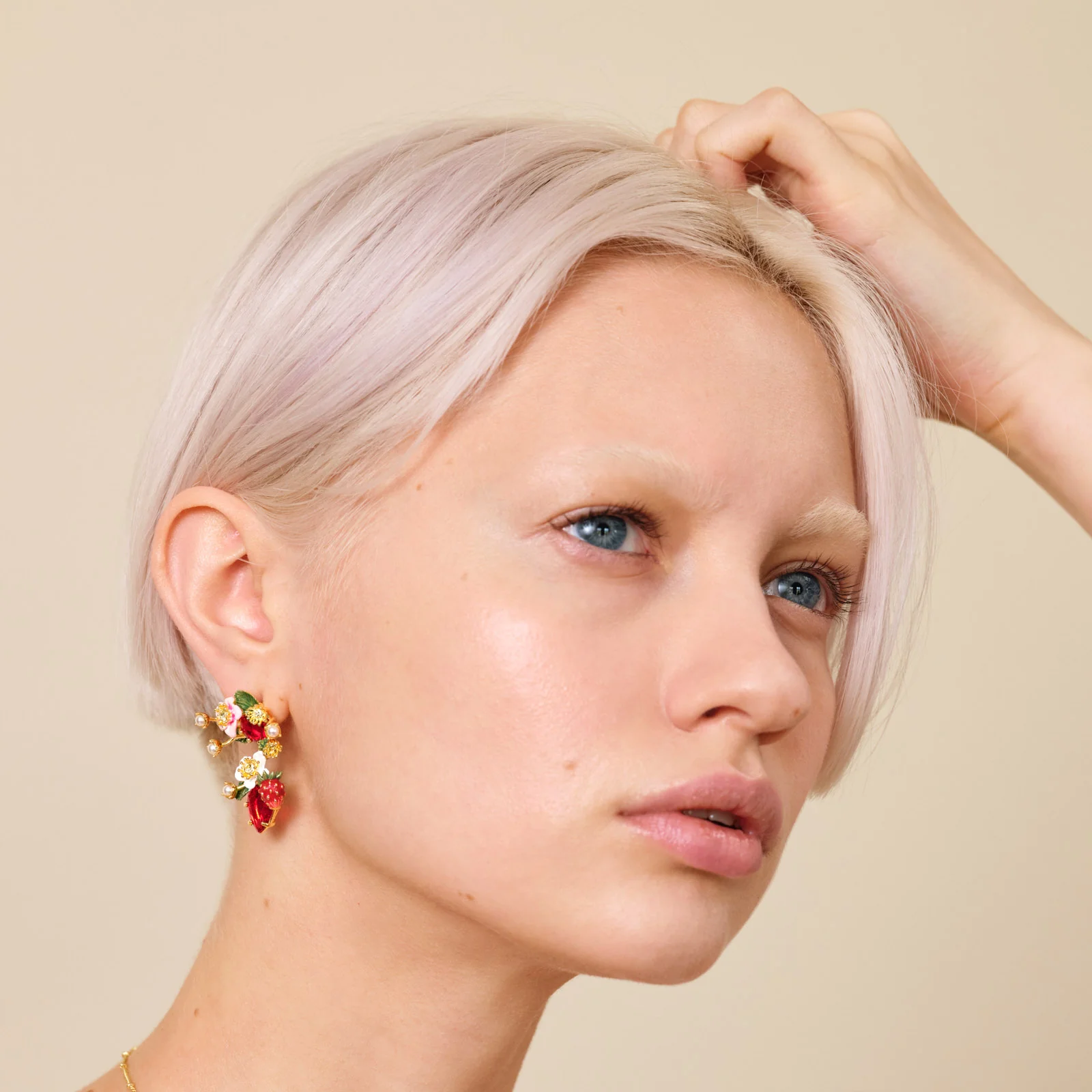 Wild Strawberry and Strawberry Flower Post Earrings - Image 4