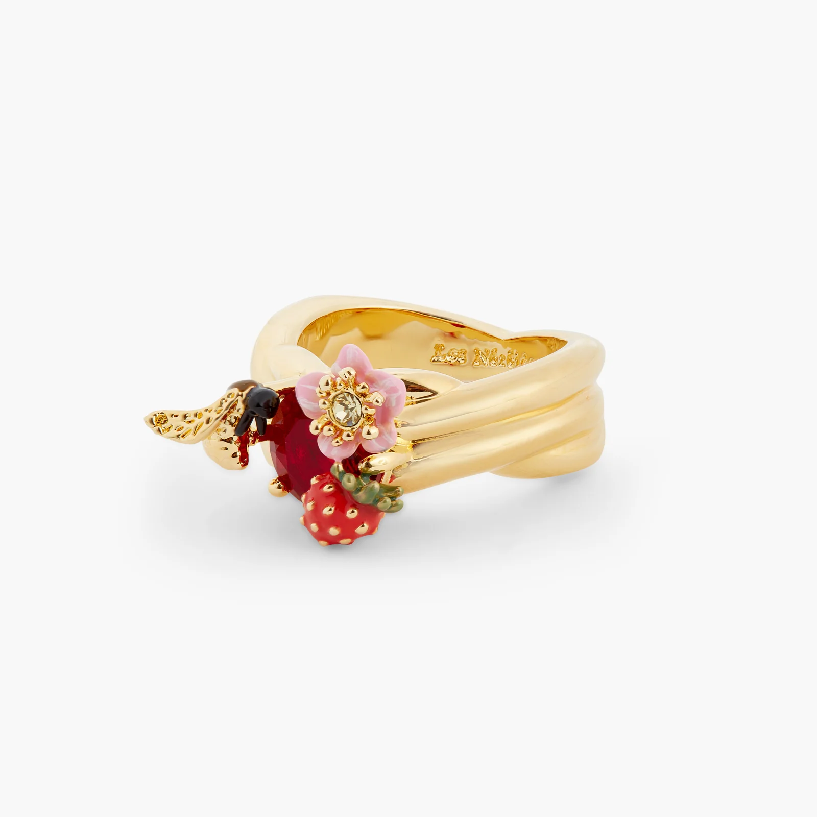 Wild Strawberry, Bumblebee and Round Stone Cocktail Ring - Image 3