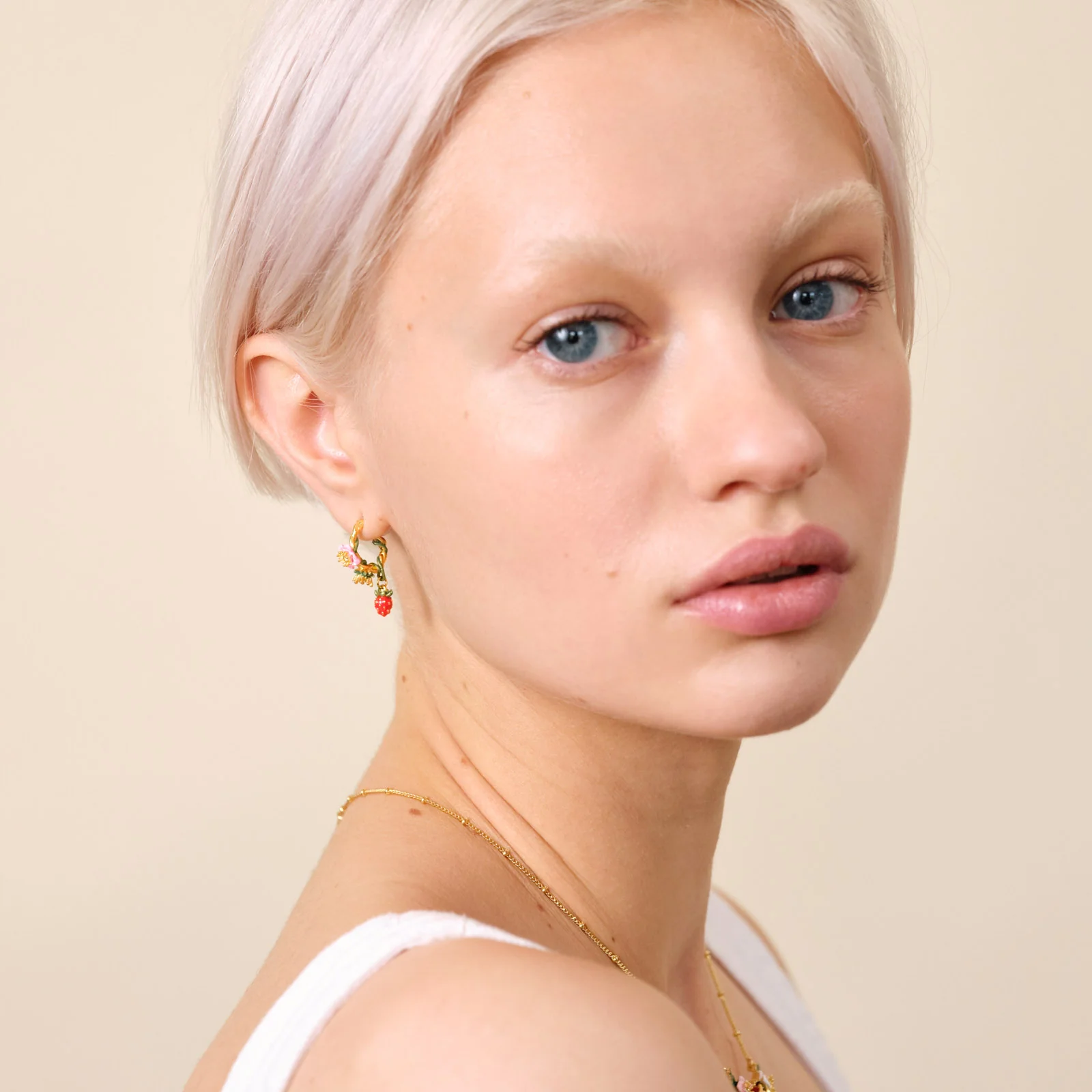 Wild Strawberry Post Hoop Earrings - Image 5