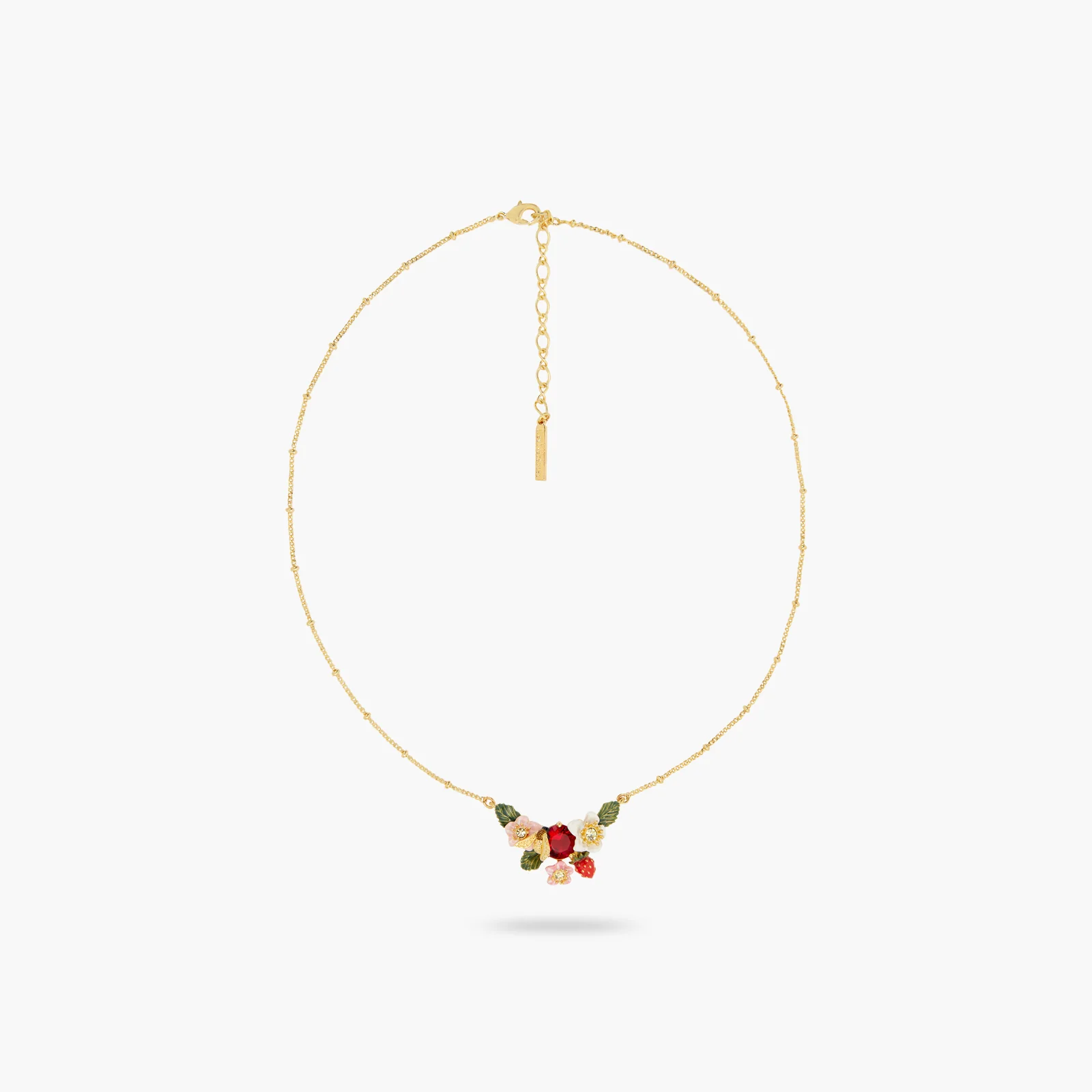 Wild Strawberry, Strawberry Flower and Bumblebee Statement Necklace - Image 3