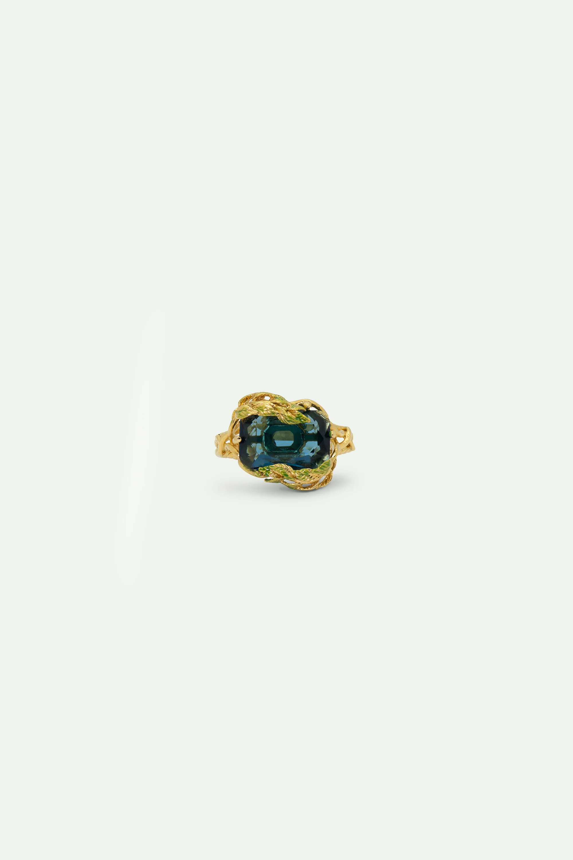 Wisteria Leaves and Faceted Glass Cocktail Ring - Image 3